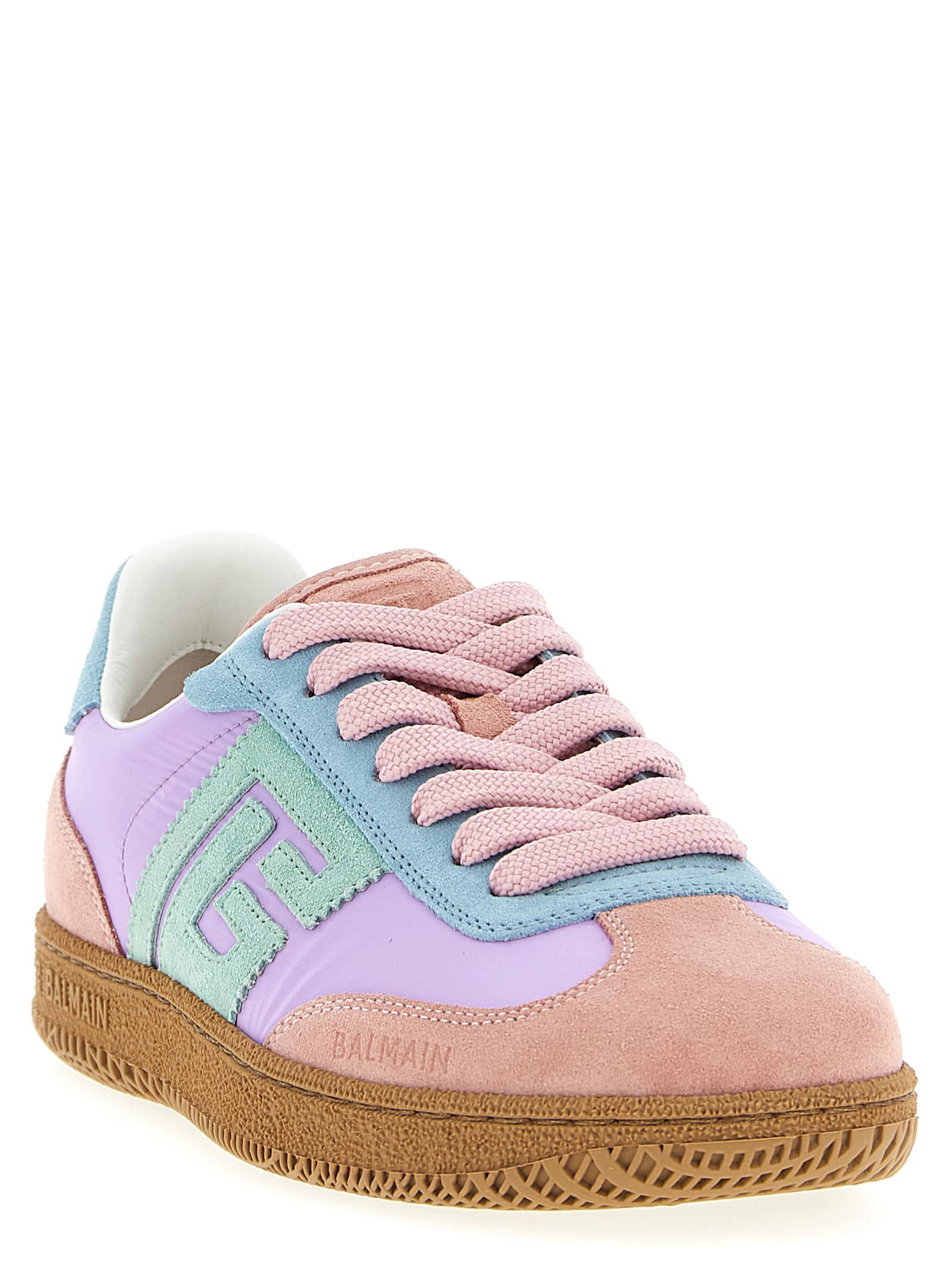 Balmain Swan Suede Rubber Sole Sneakers In Multi