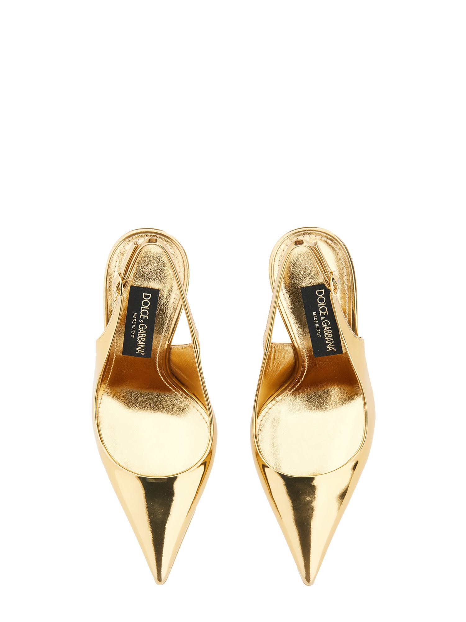 Shop Dolce & Gabbana Leather Sling Back In Golden