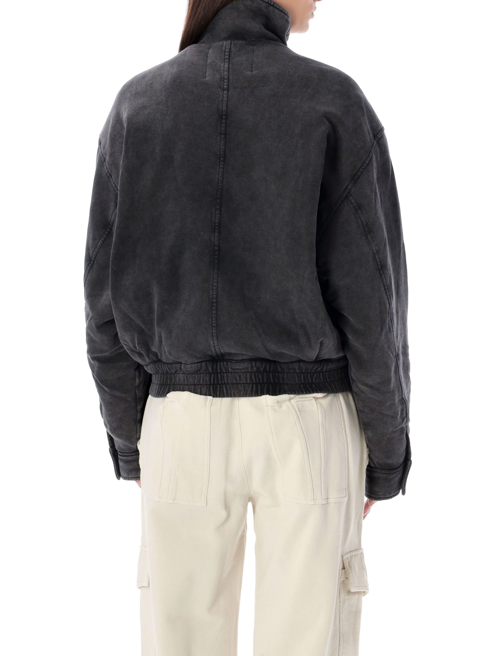 Shop Marant Etoile Parveti Fleece Jacket In Faded Black