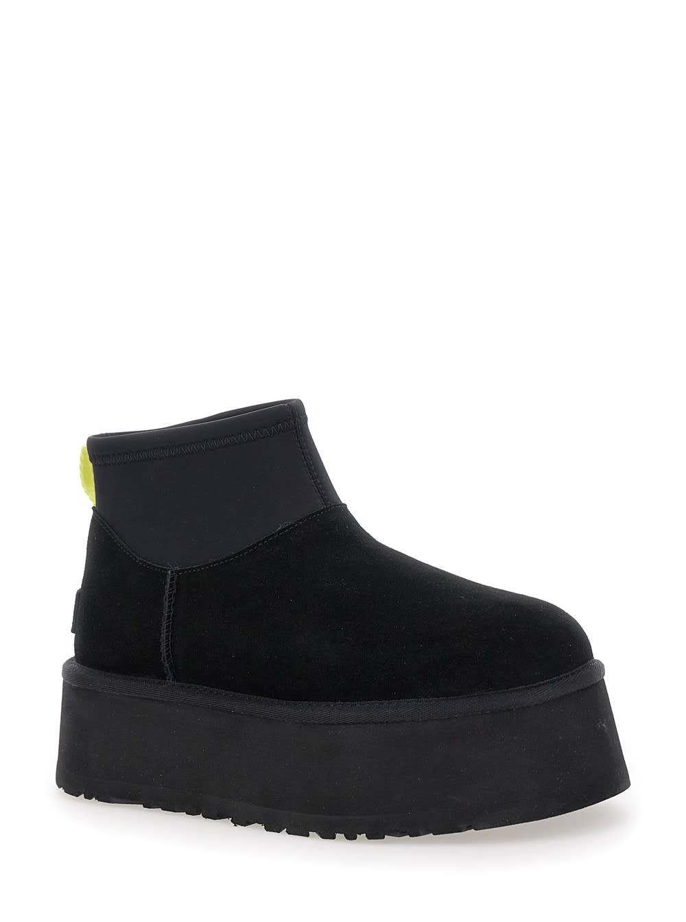 UGG BLACKUGG CLASSIC MINI DIPPER ANKLE BOOTS WITH FABRIC INSERT IN SUEDE WOMAN 