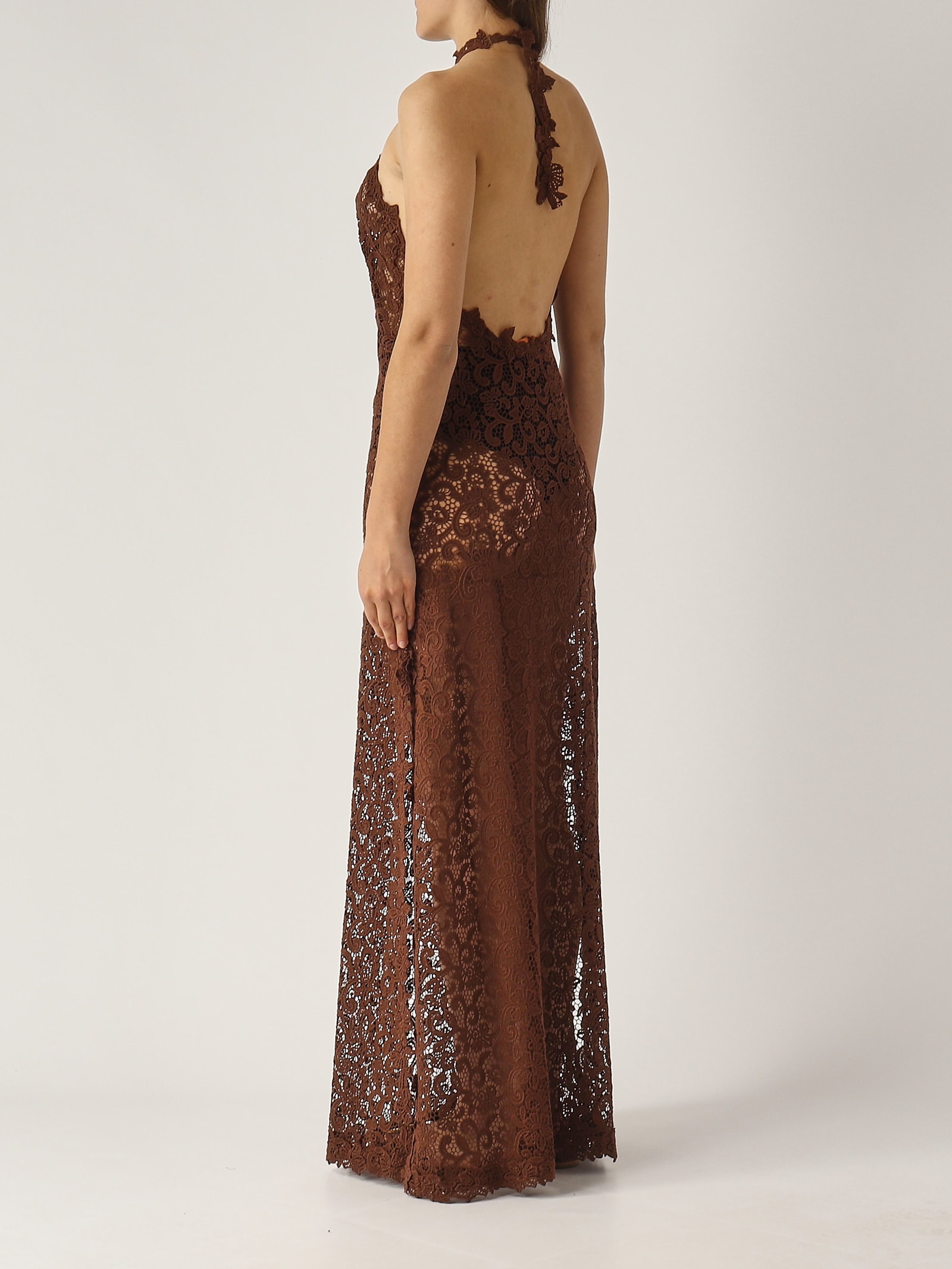 Ermanno Scervino Cotone Dress In Brown