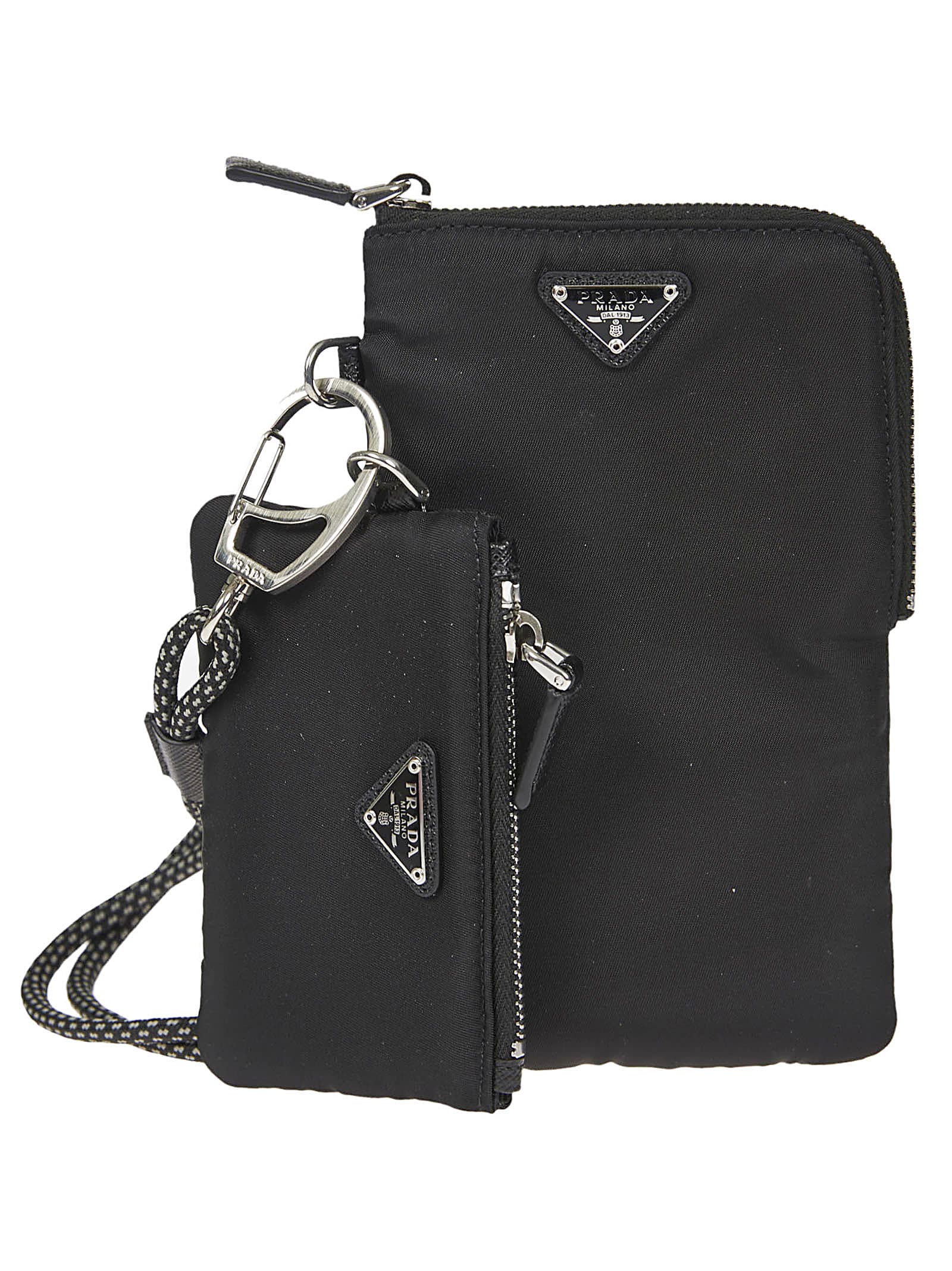 Prada Logo Zip-around Wallet In Black