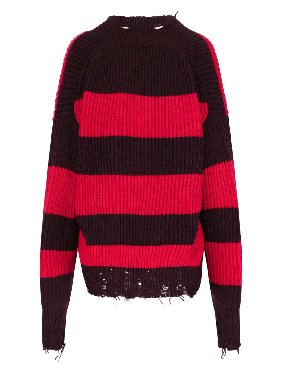 Stella Mccartney Striped V Neck Knitwear With Distressed Detailing
