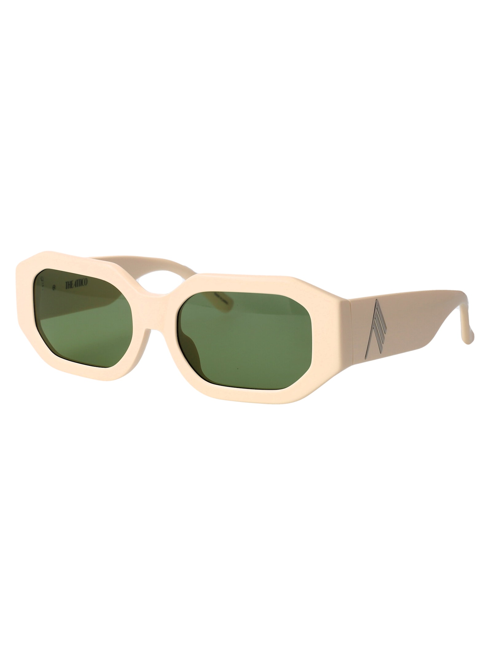 Attico Blake Sunglasses In Ivory/silver/green