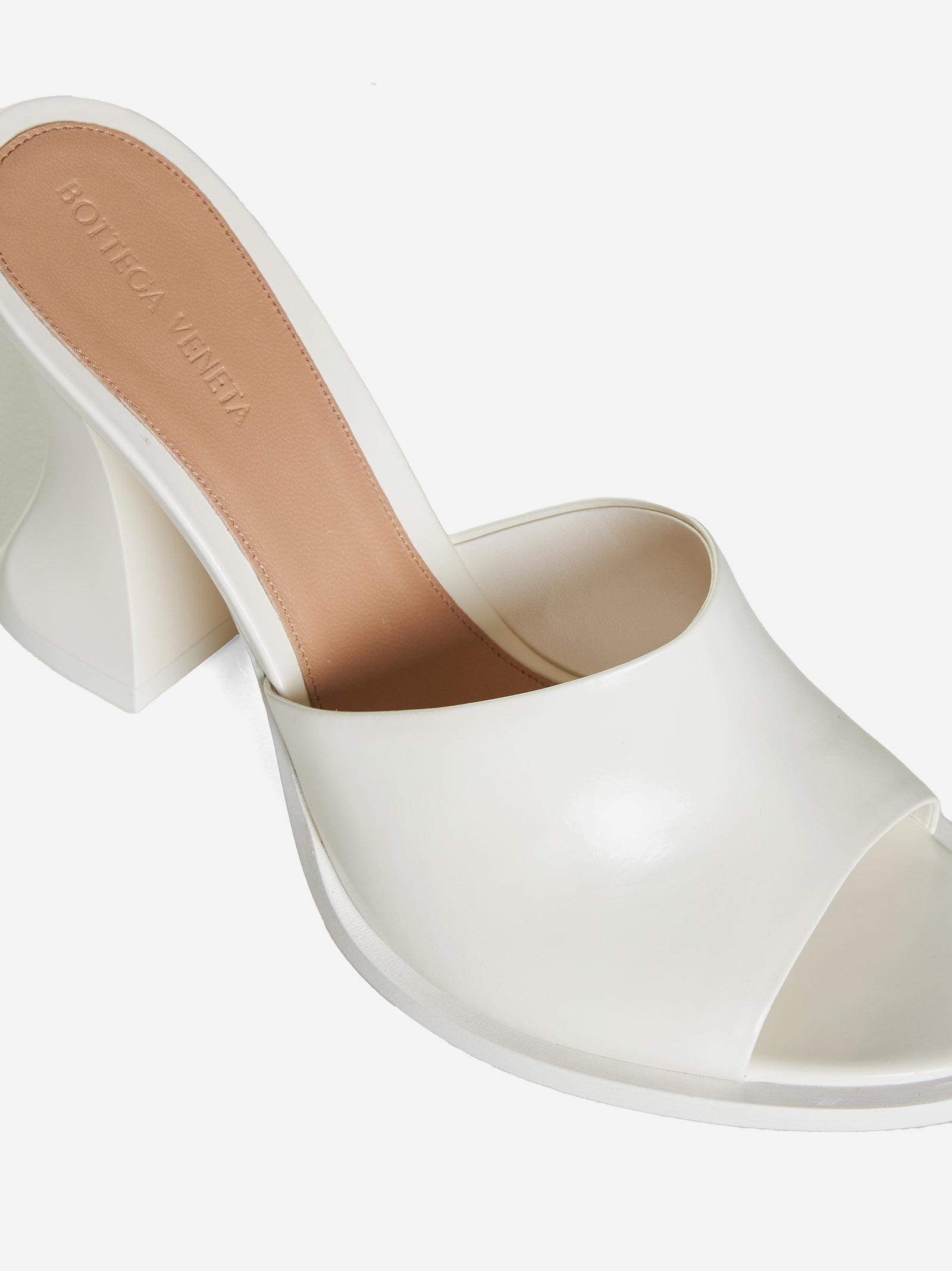 Shop Bottega Veneta Cha Cha Leather Mules In White