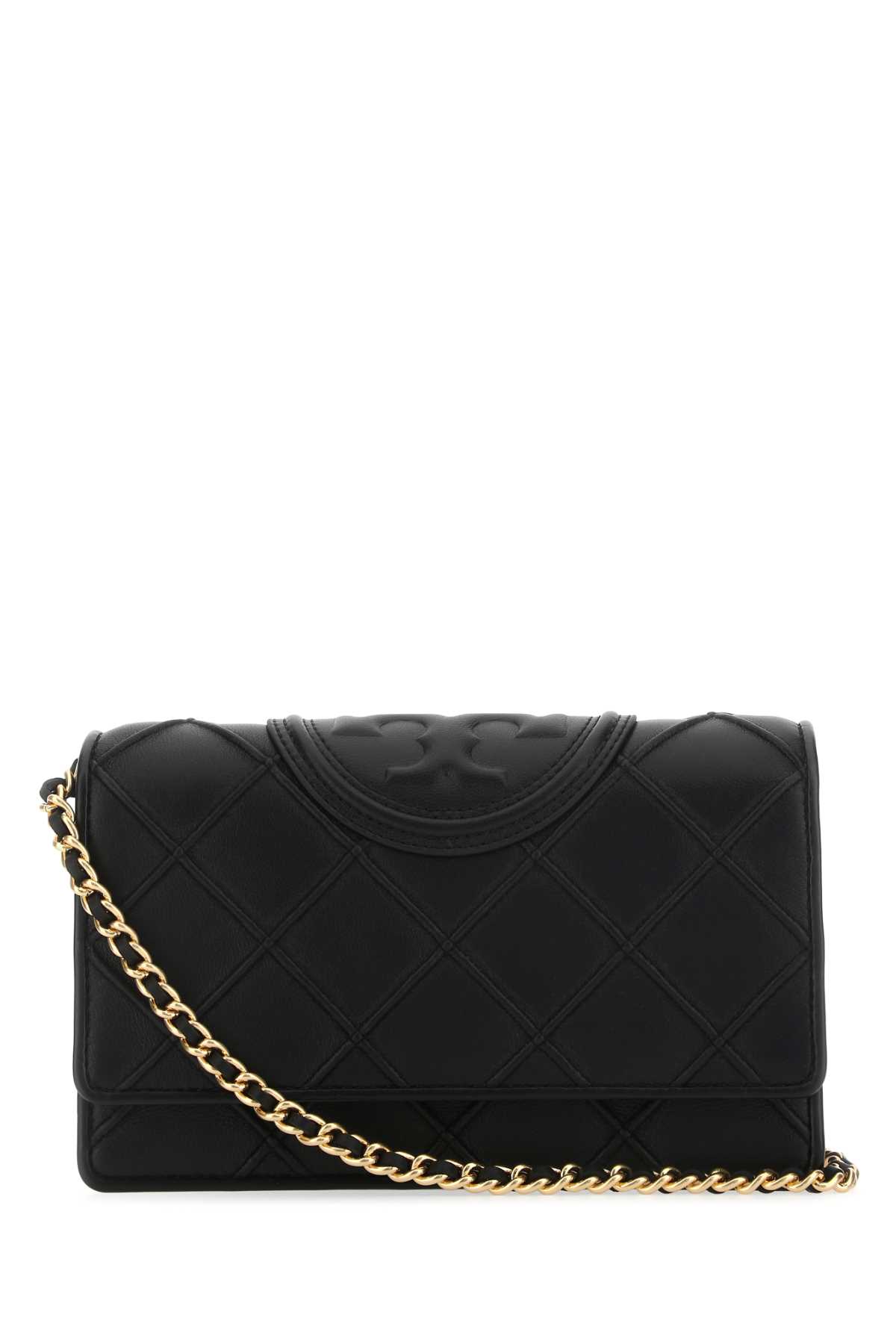 TORY BURCH BLACK LEATHER FLEMING CLUTCH 