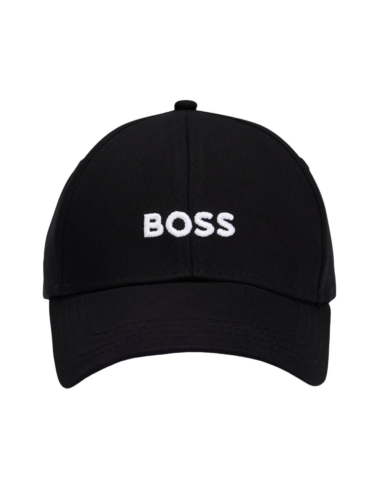 HUGO BOSS BLACK COTTON TWILL BASEBALL CAP WITH EMBROIDERED LOGO