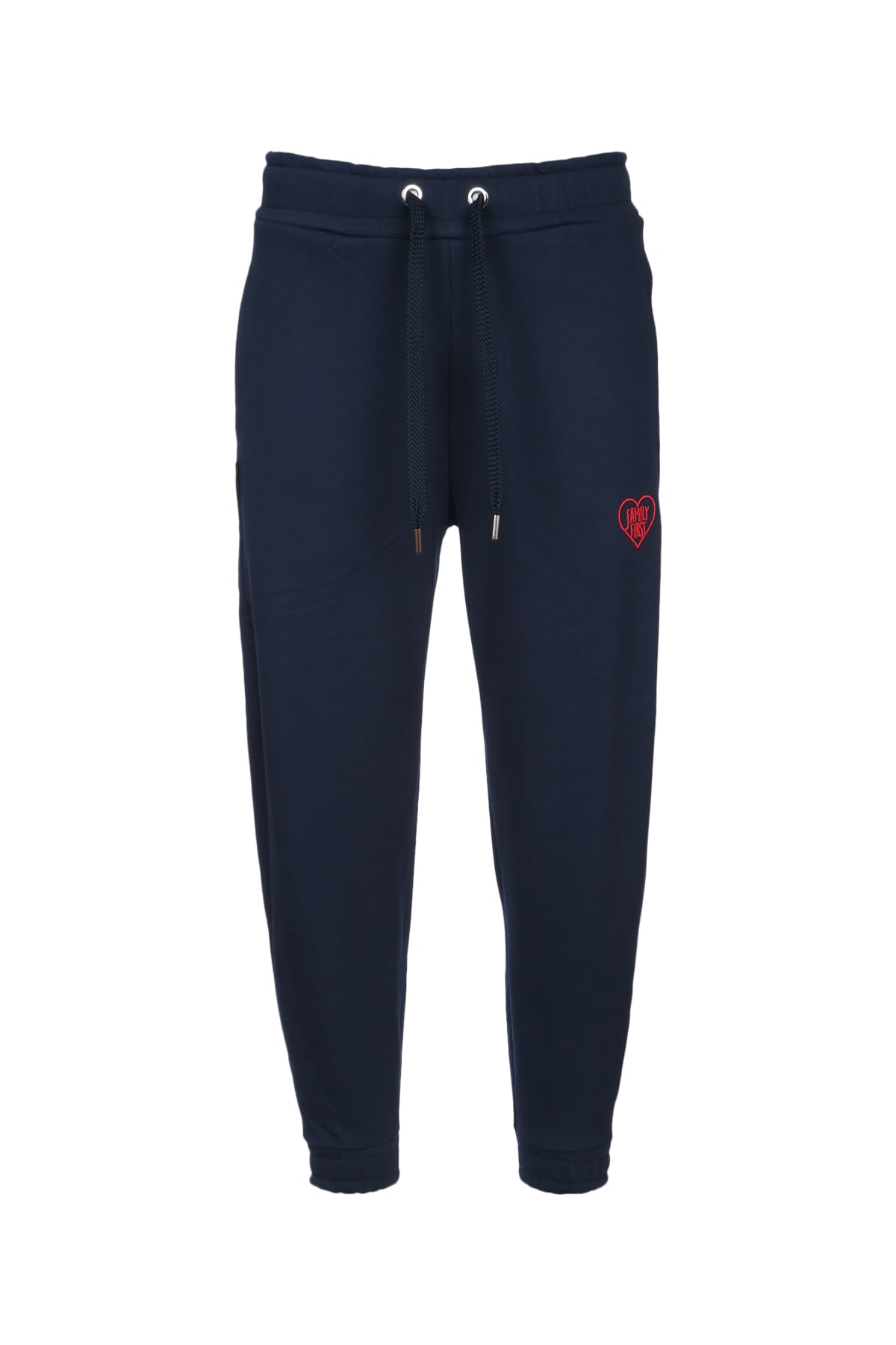 Family First Heart-embroidered Track Pants In Blue