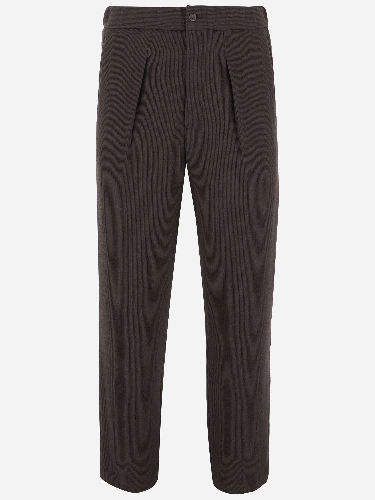 Shop Giorgio Armani Wool Blend Pants In Nero