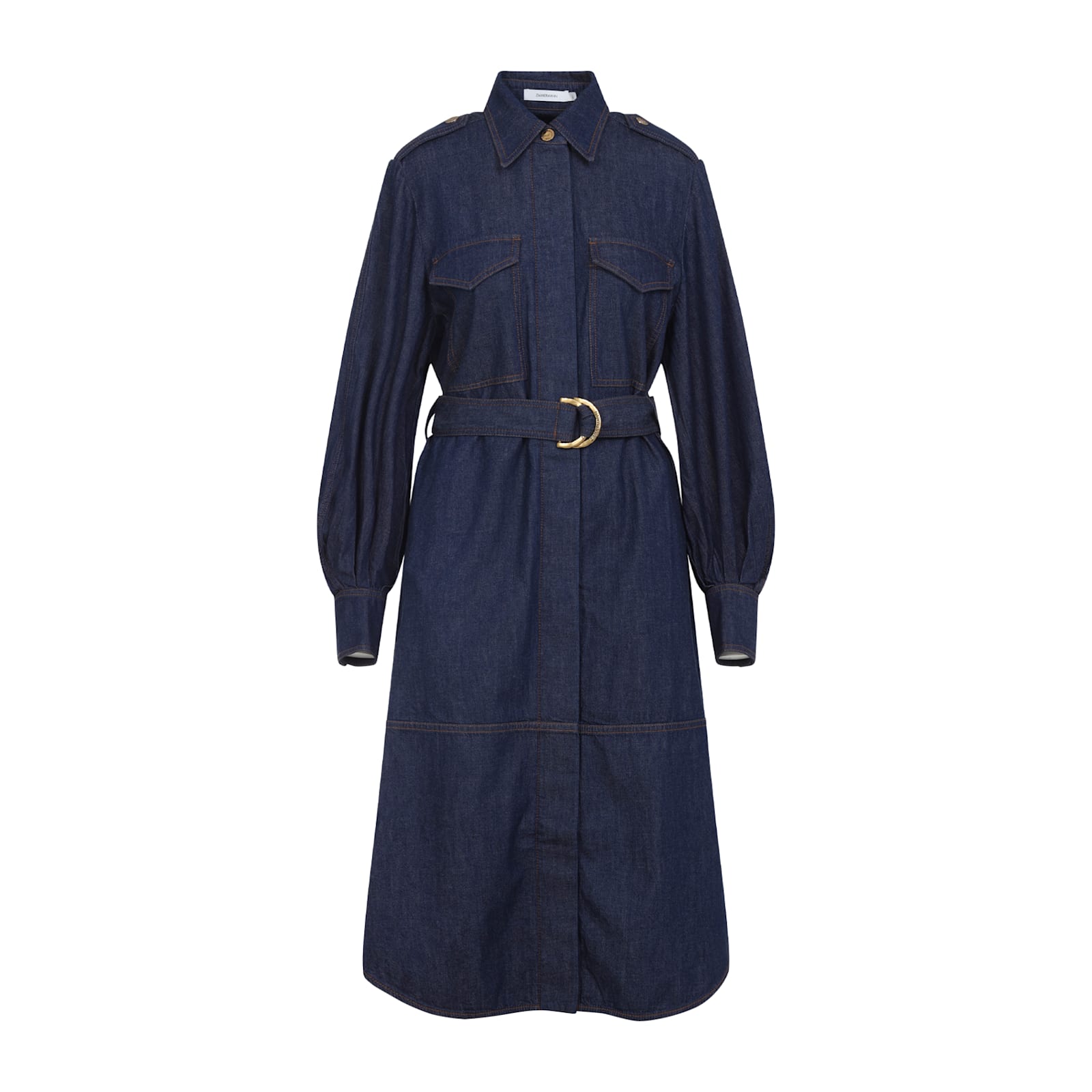 Zimmermann Ink Blue Cotton Denim Cargo Mini Dress In Blue