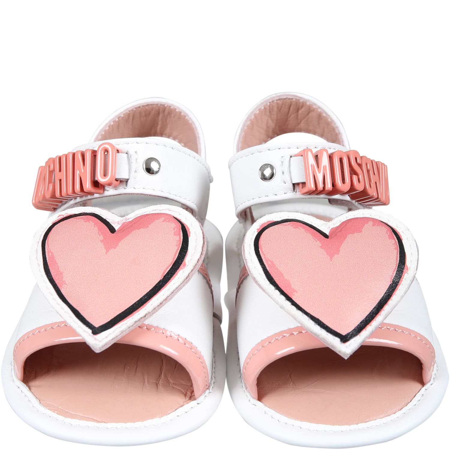 Moschino Kids' White Sandals For Baby Girl With Heart