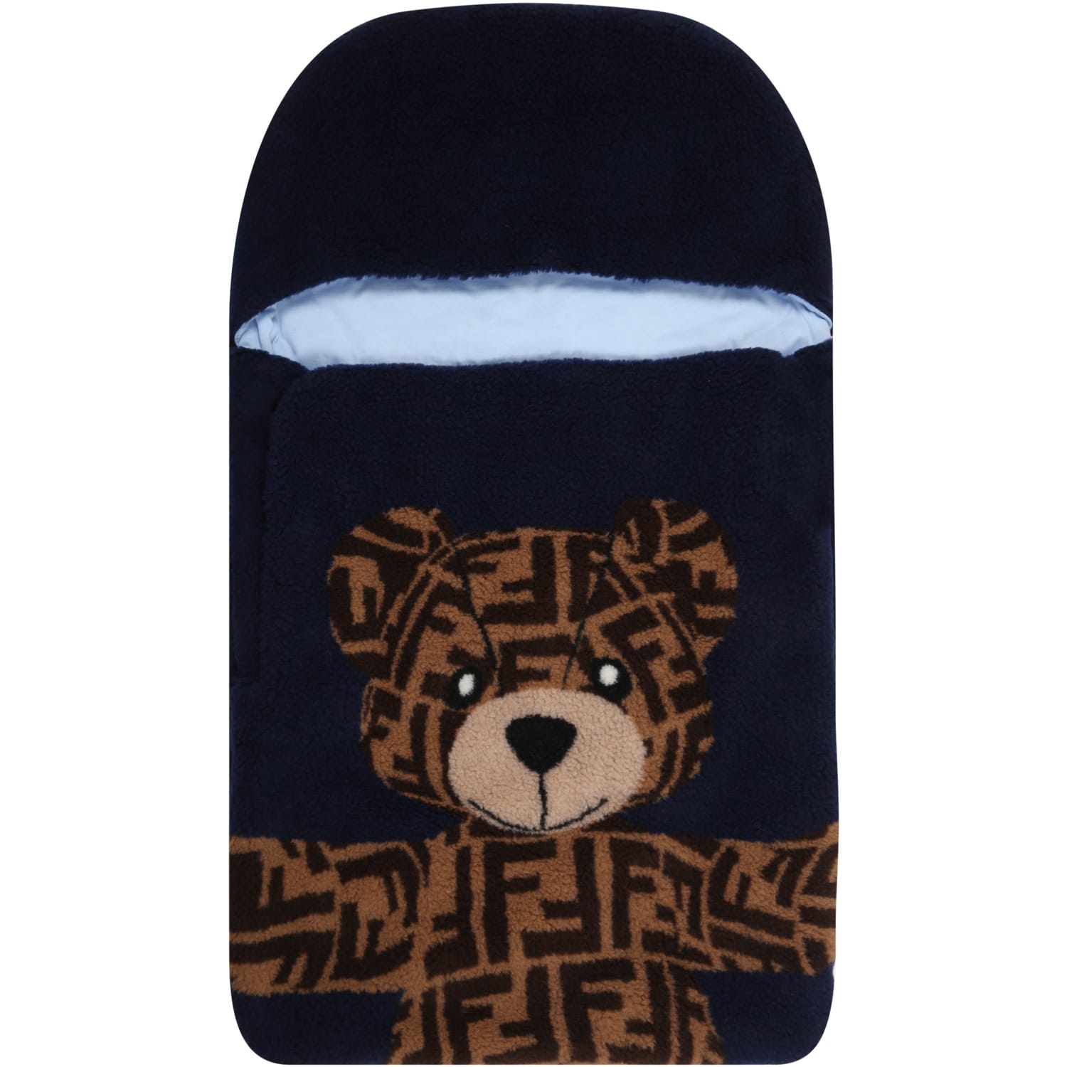 Fendi Blue Sleeping Bag For Baby Boy With Bear
