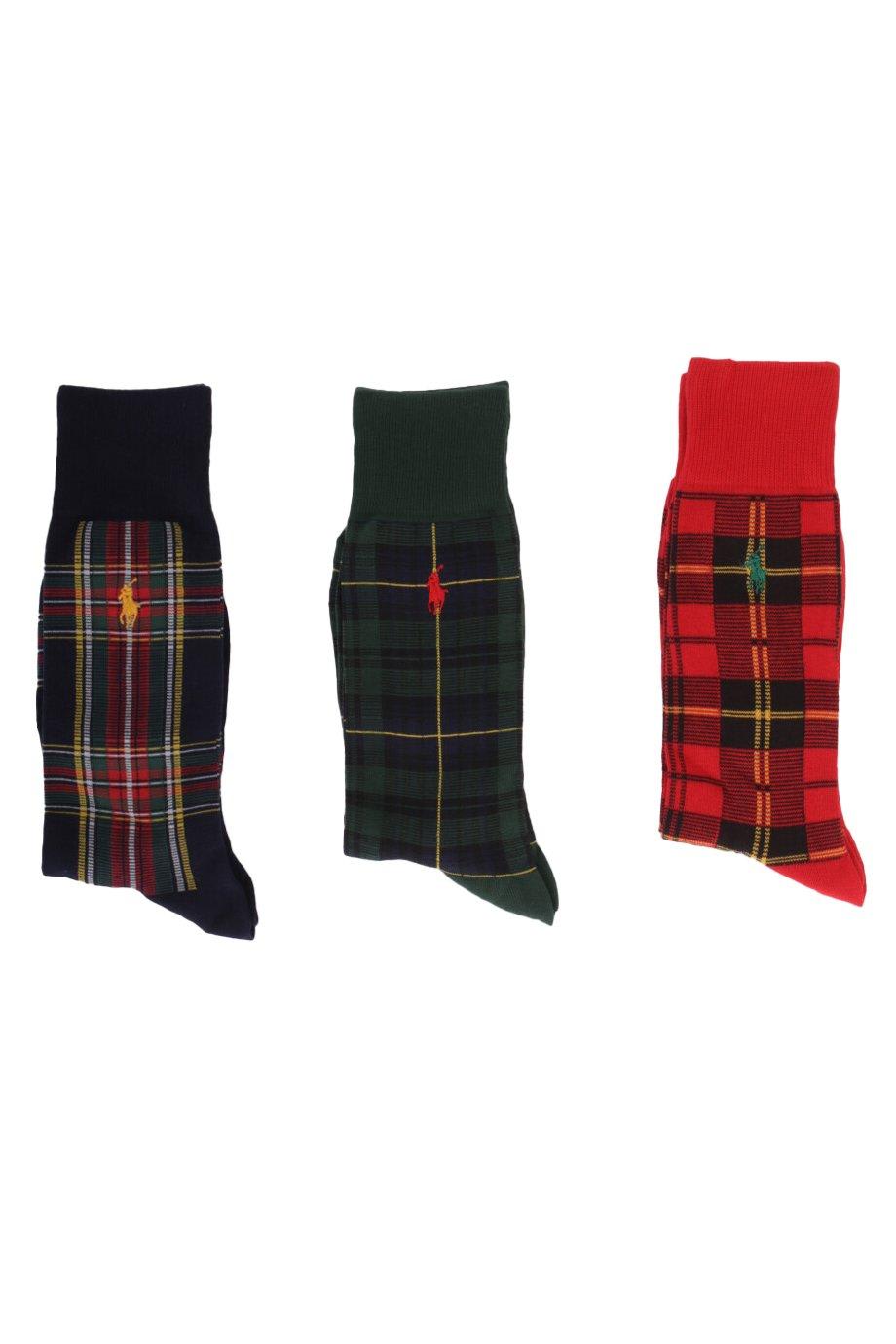 Three Pack Of Tartan Socks