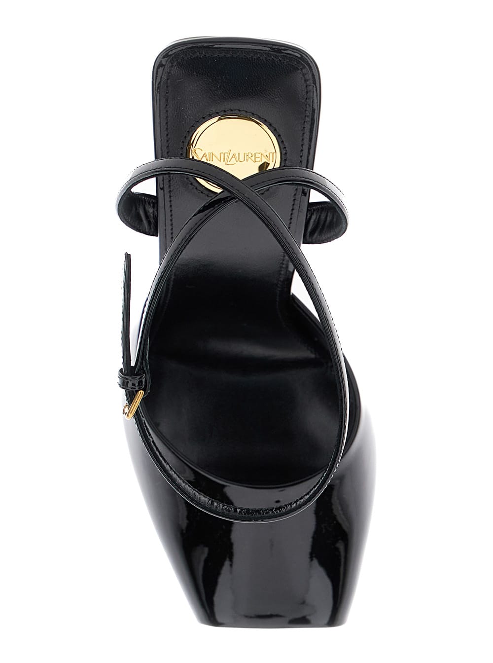 Shop Saint Laurent Le Scandale Black Pumps With Ankle Strap In Patent Leather Woman