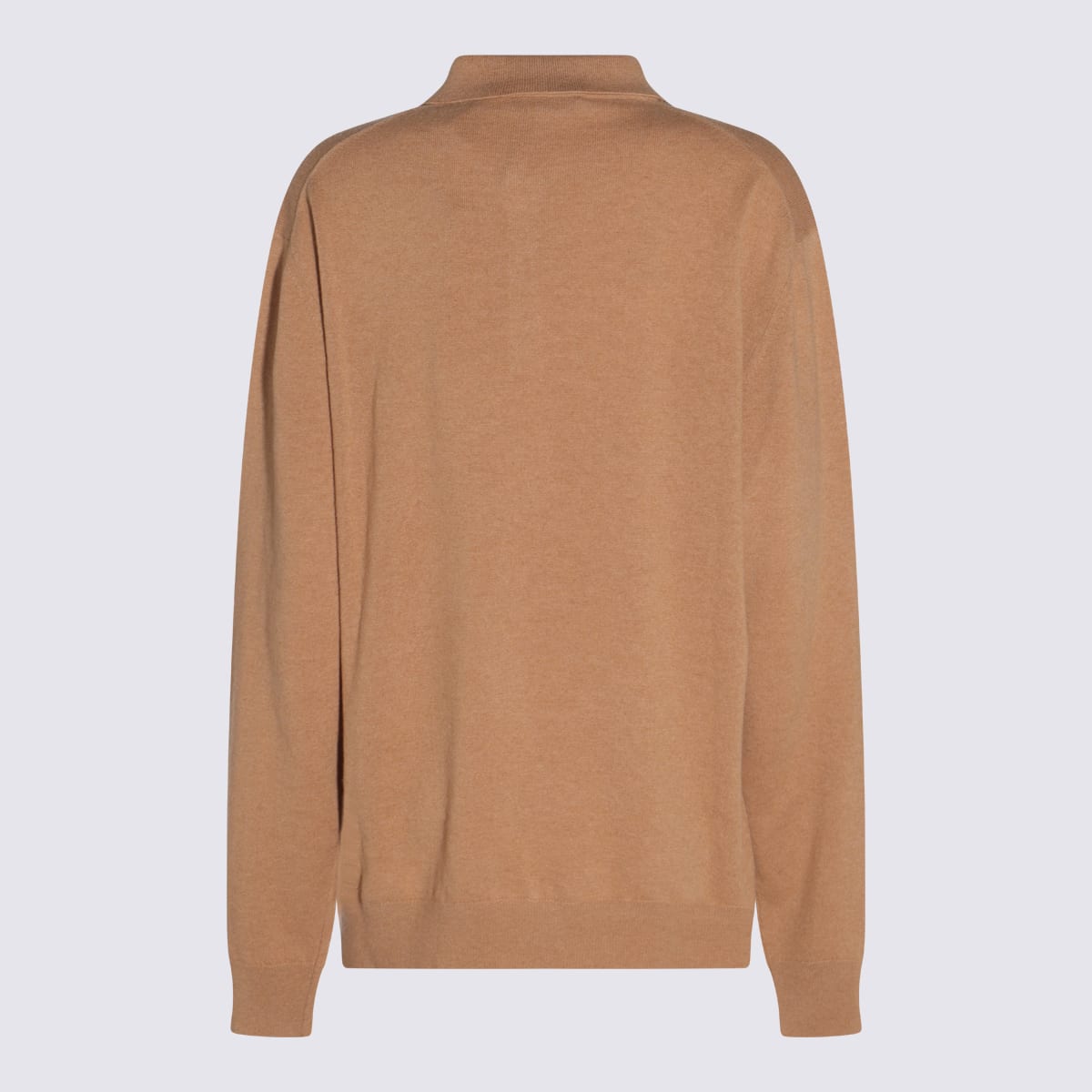 Miu Miu Argyle Pattern Cashmere Polo Pullover In Brown