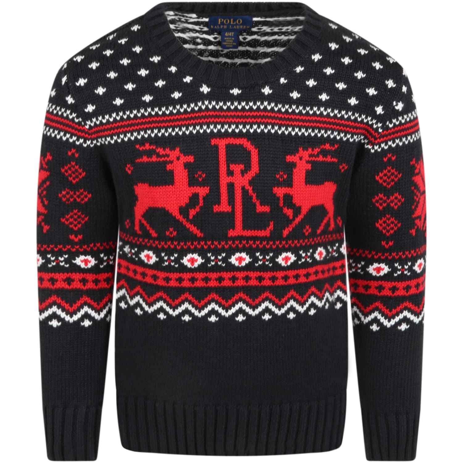 Ralph Lauren Black Sweater For Boy With Reindeer