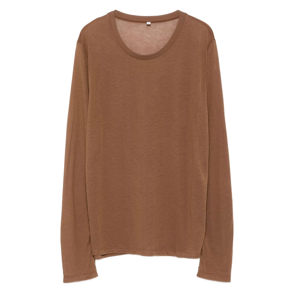 Baserange Round-neck Long-sleeve Top In Brown