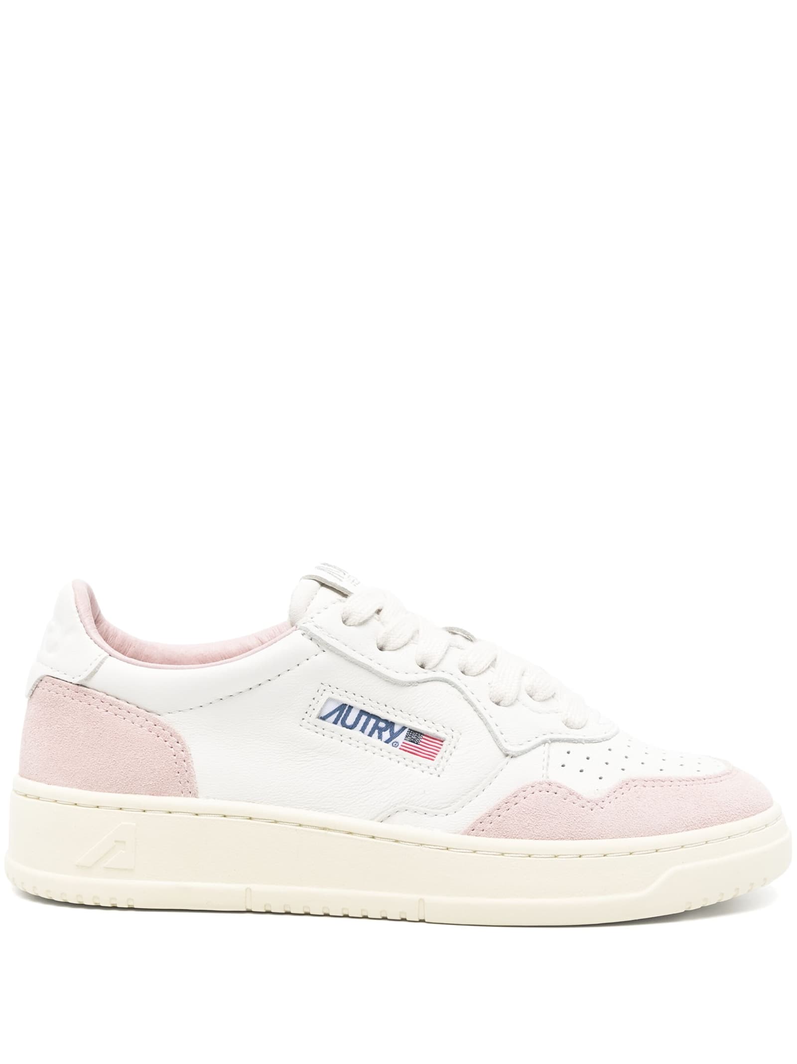 Medalist Low Sneakers In White Leather And Powder Suede