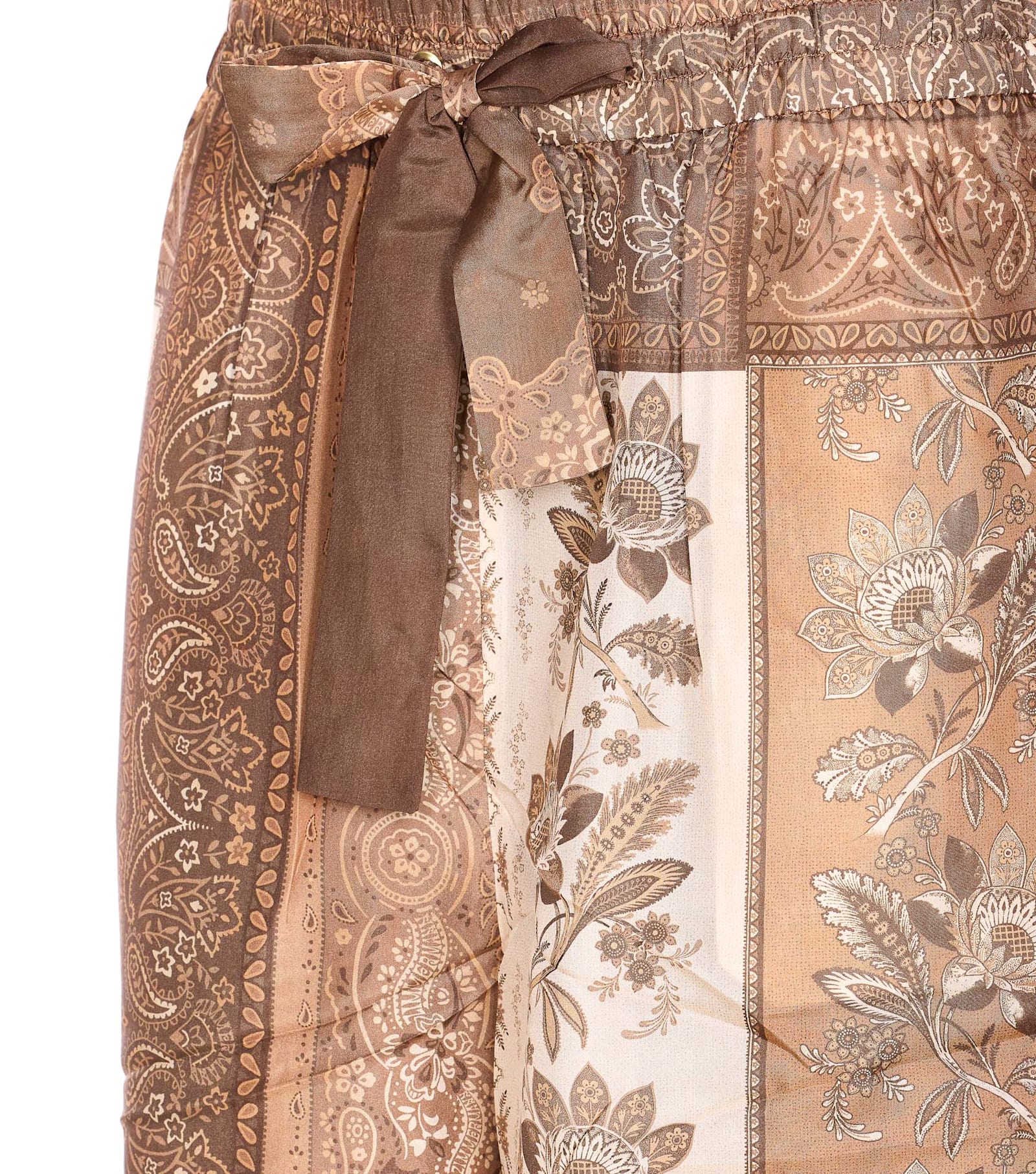 Zimmermann Lucky Printed Silk Trousers In Brown
