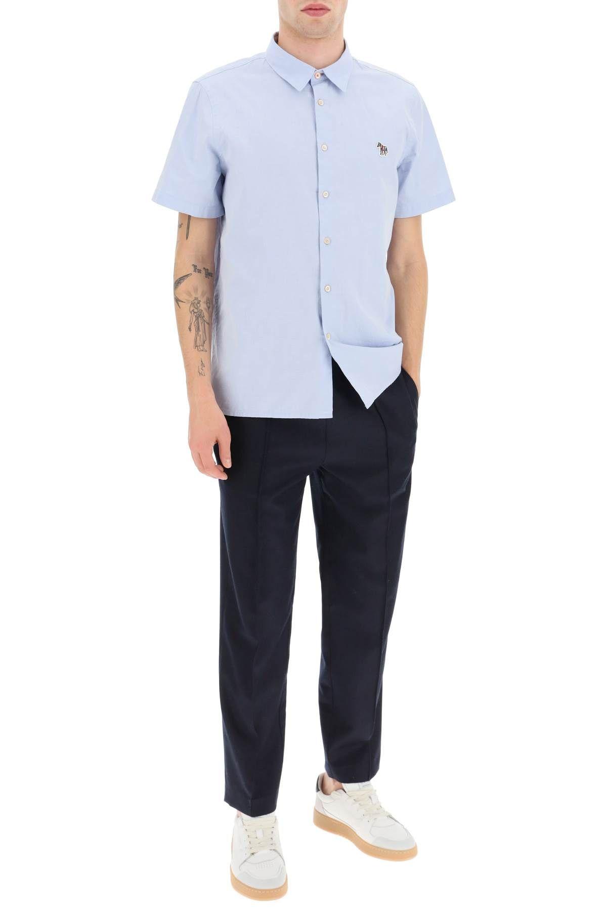 Shop Ps By Paul Smith Short Sleeve Shirt In Organic Cotton In Clear Blue