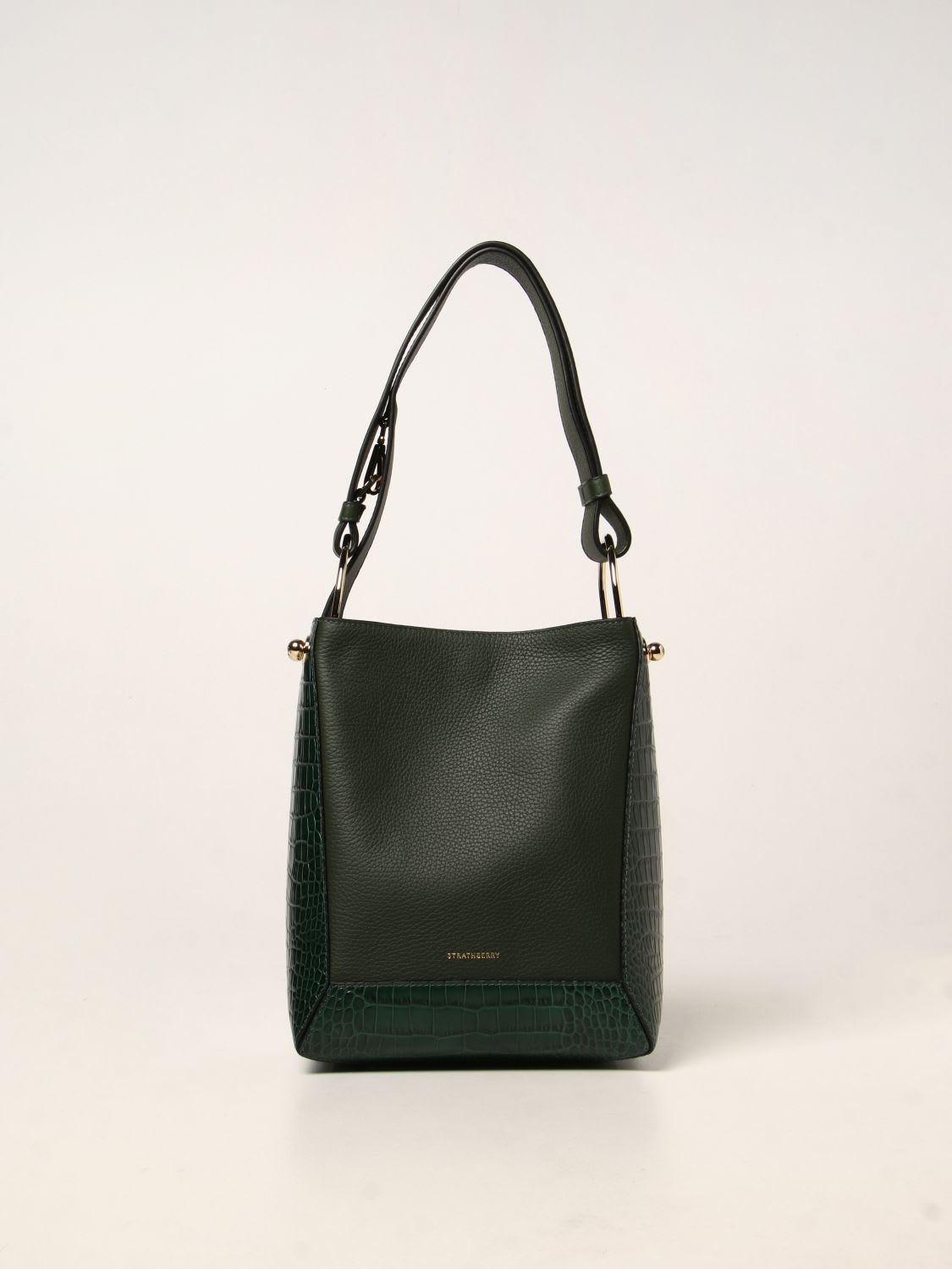 Strathberry Shoulder Bag Strathberry Midi Wool Bag In Textured Leather And With Crocodile Print