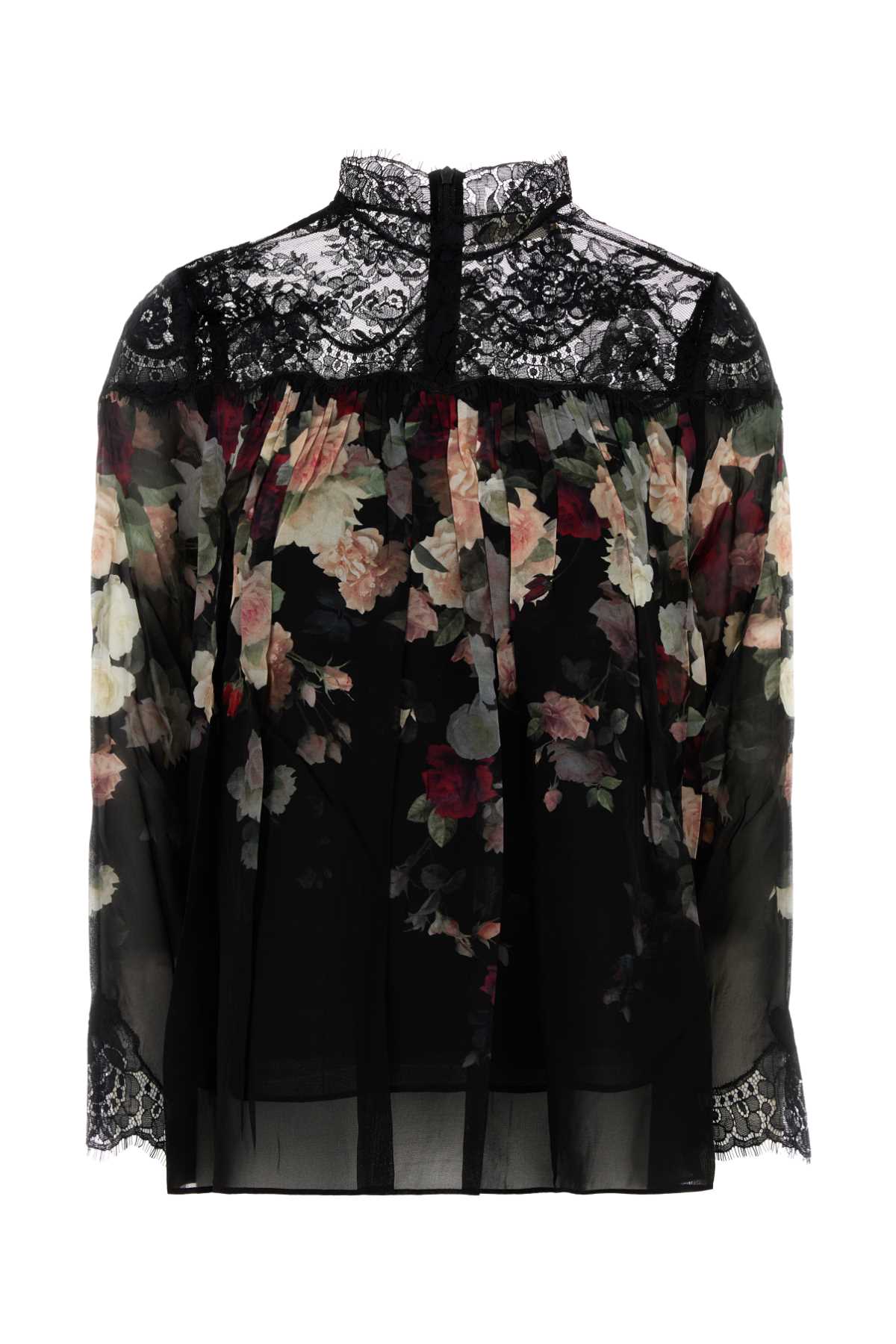 Zimmermann Floral-patterned Long-sleeved Top In Black