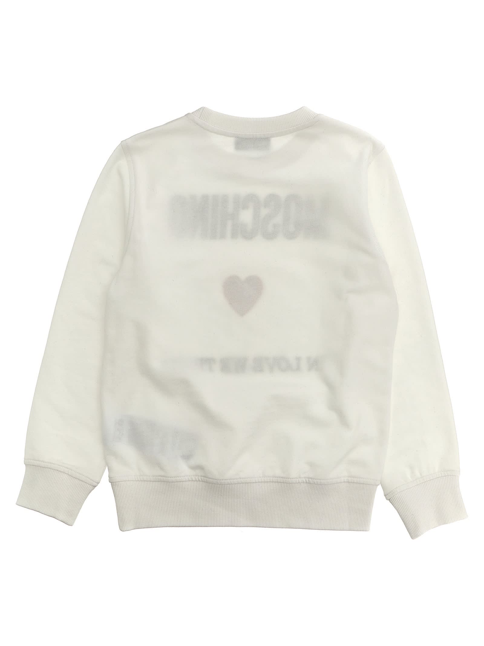 Shop Moschino In Love We Trust Sweatshirt In White