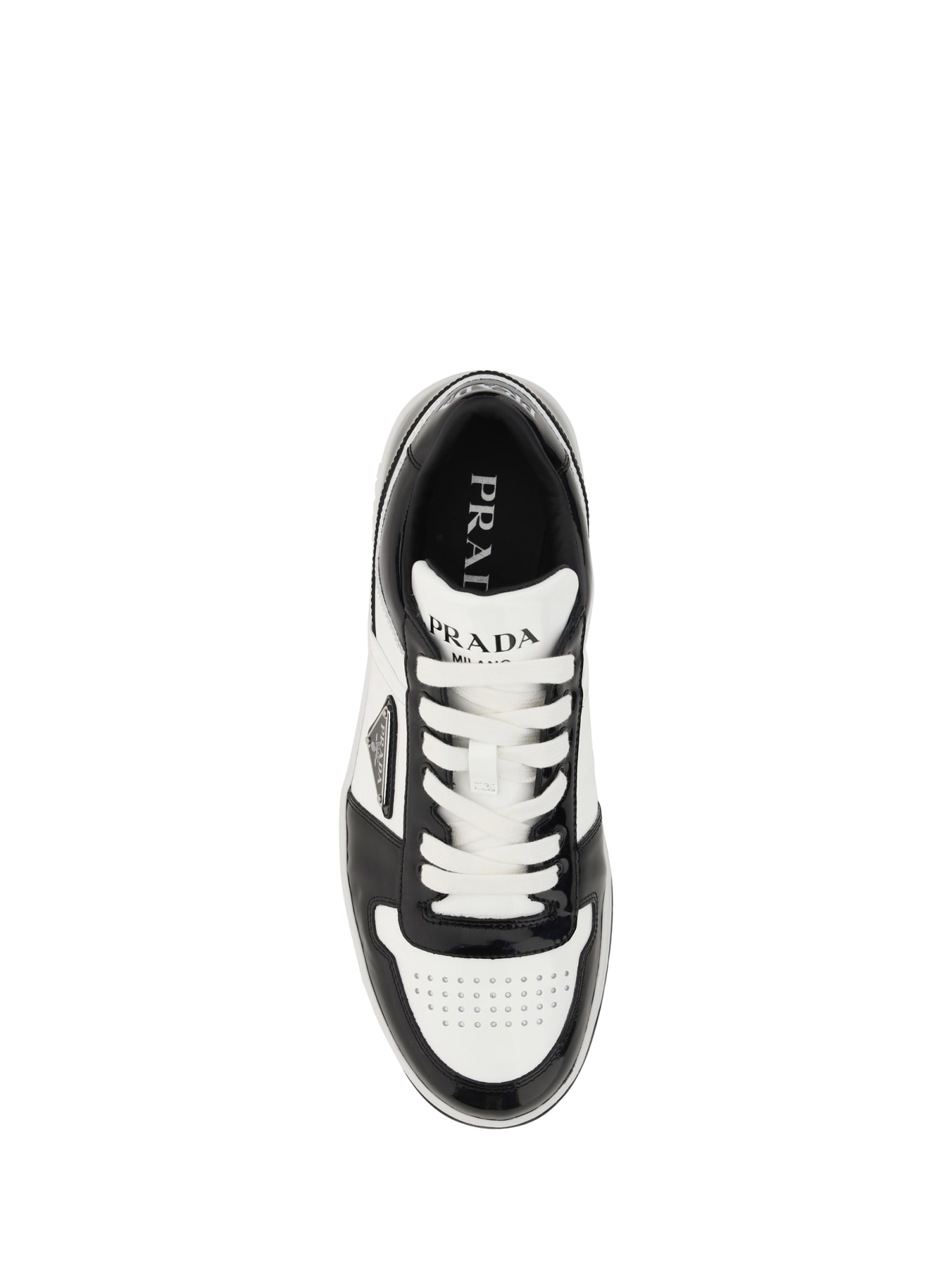 Shop Prada Downtown Sneakers In Nero+bianco