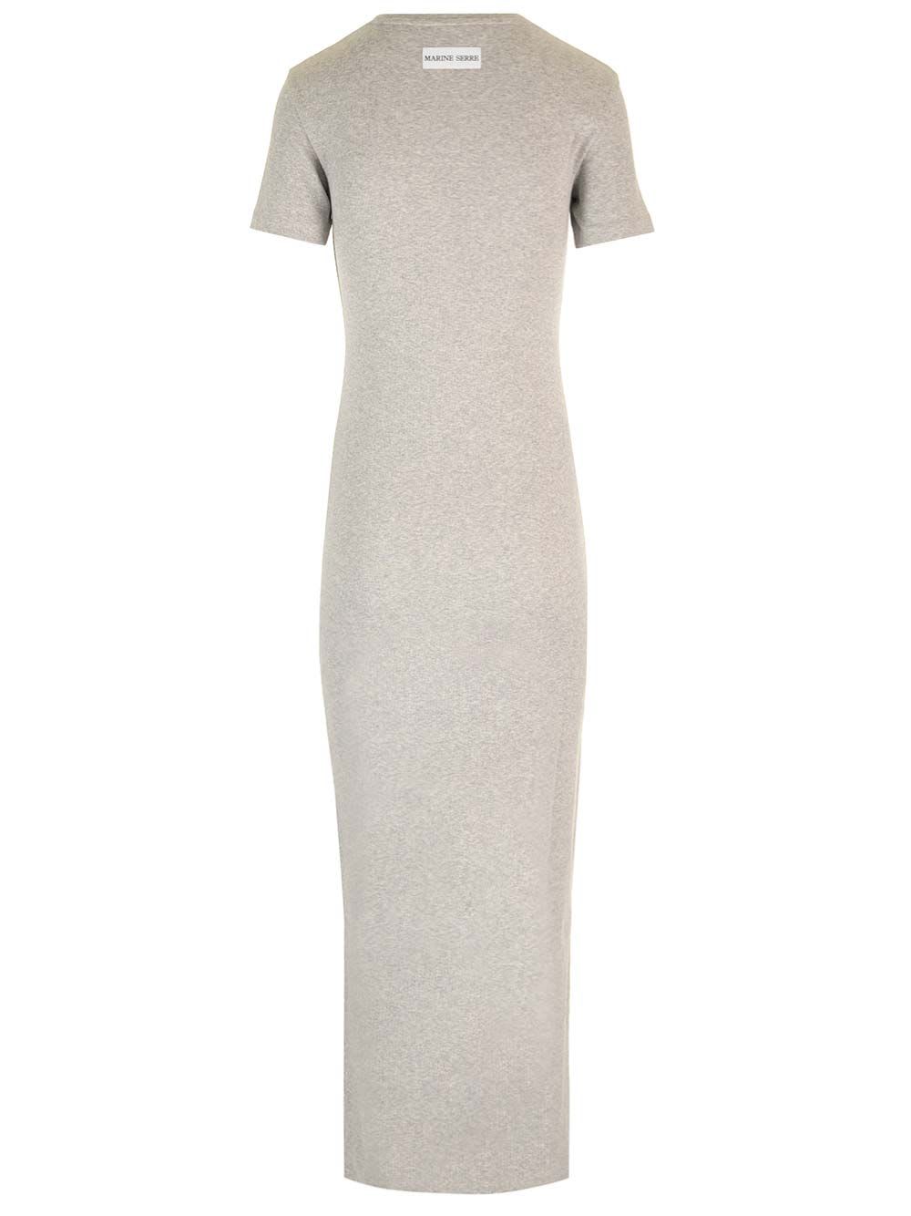 Shop Marine Serre Ribbed Cotton Jersey Dress In Grey