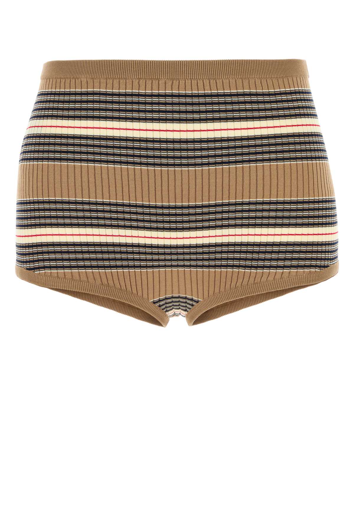 Prada Shorts In Misto Cotone Stretch Ricamato  Donna In Neutral