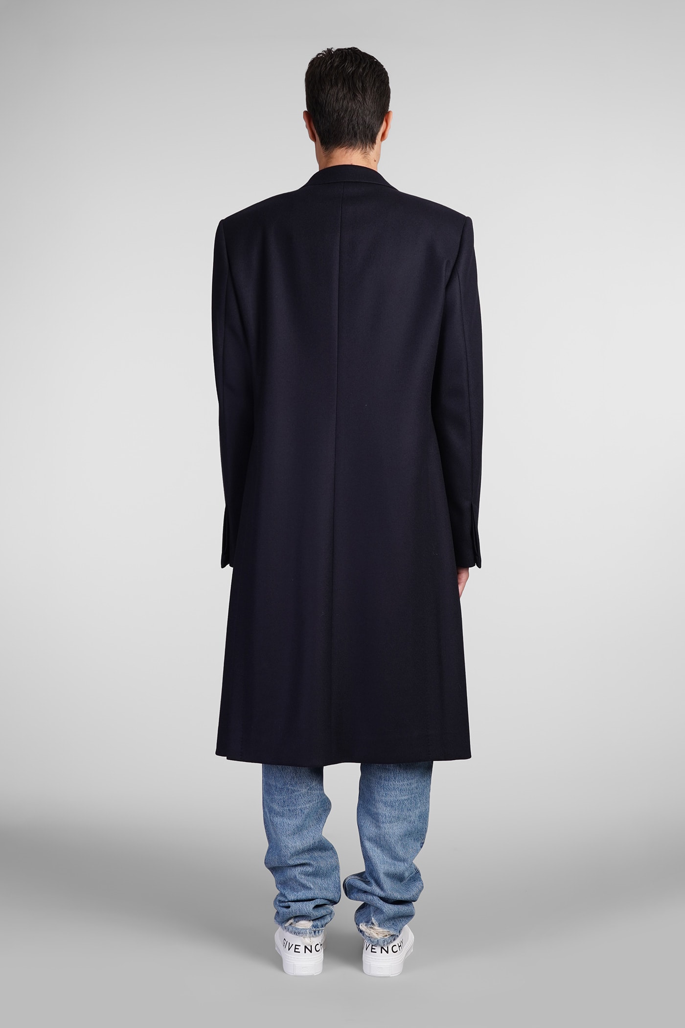 Shop Givenchy Coat In Blue Wool