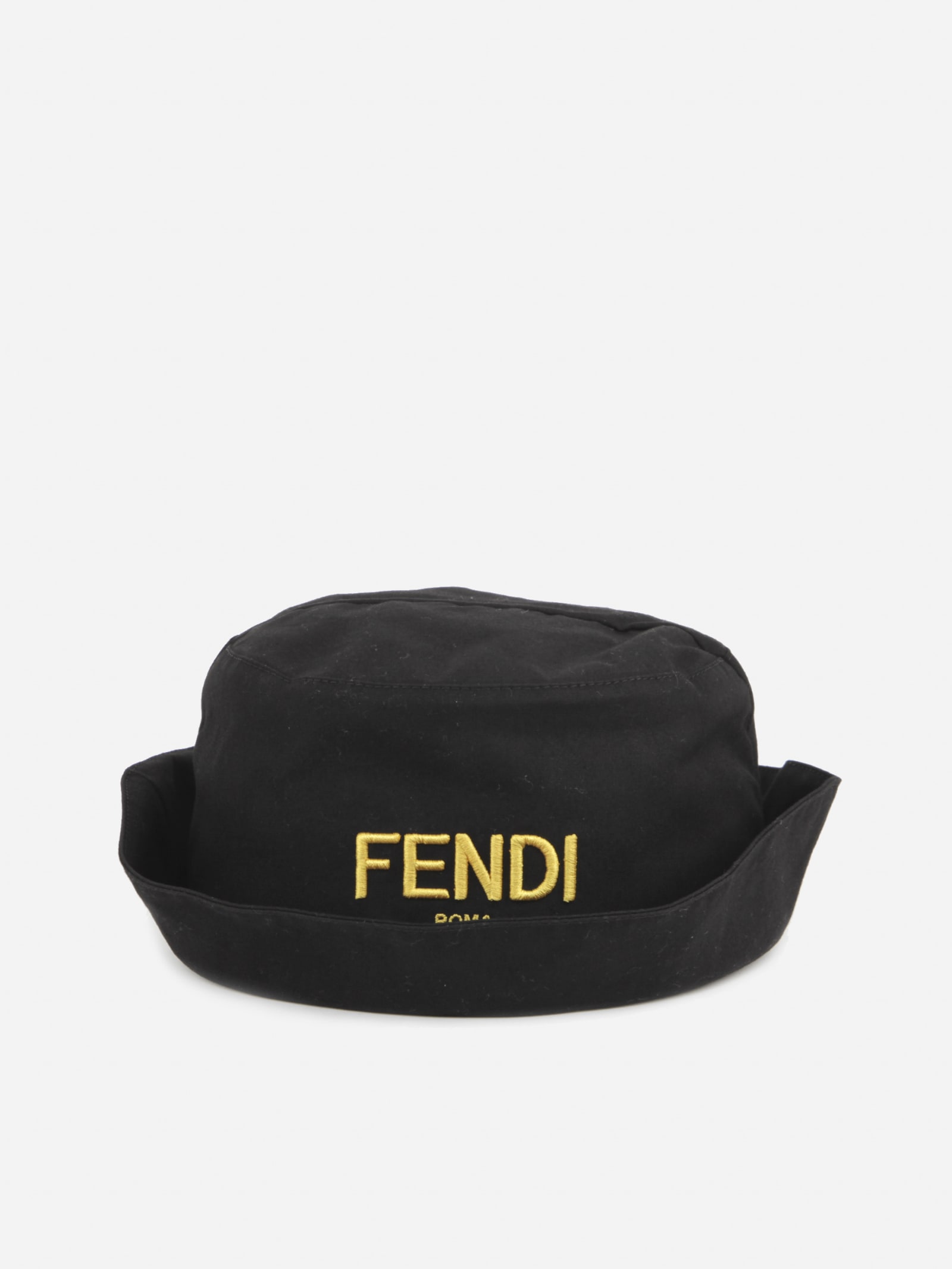 Fendi Canvas Fisherman Hat With Contrasting Logo In Black