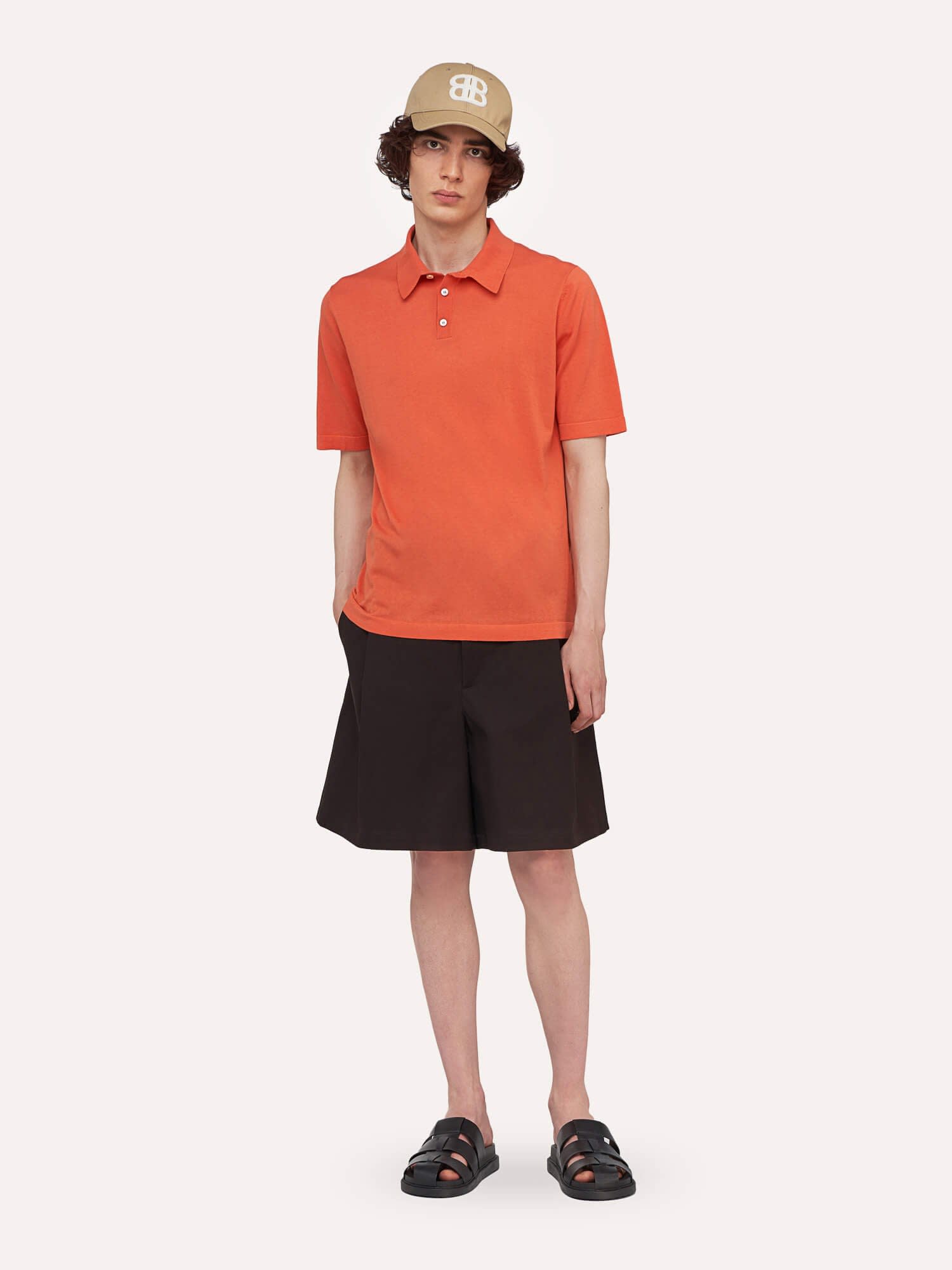 Ballantyne Ultralight Cotton Polo Shirt In Orange Mercury