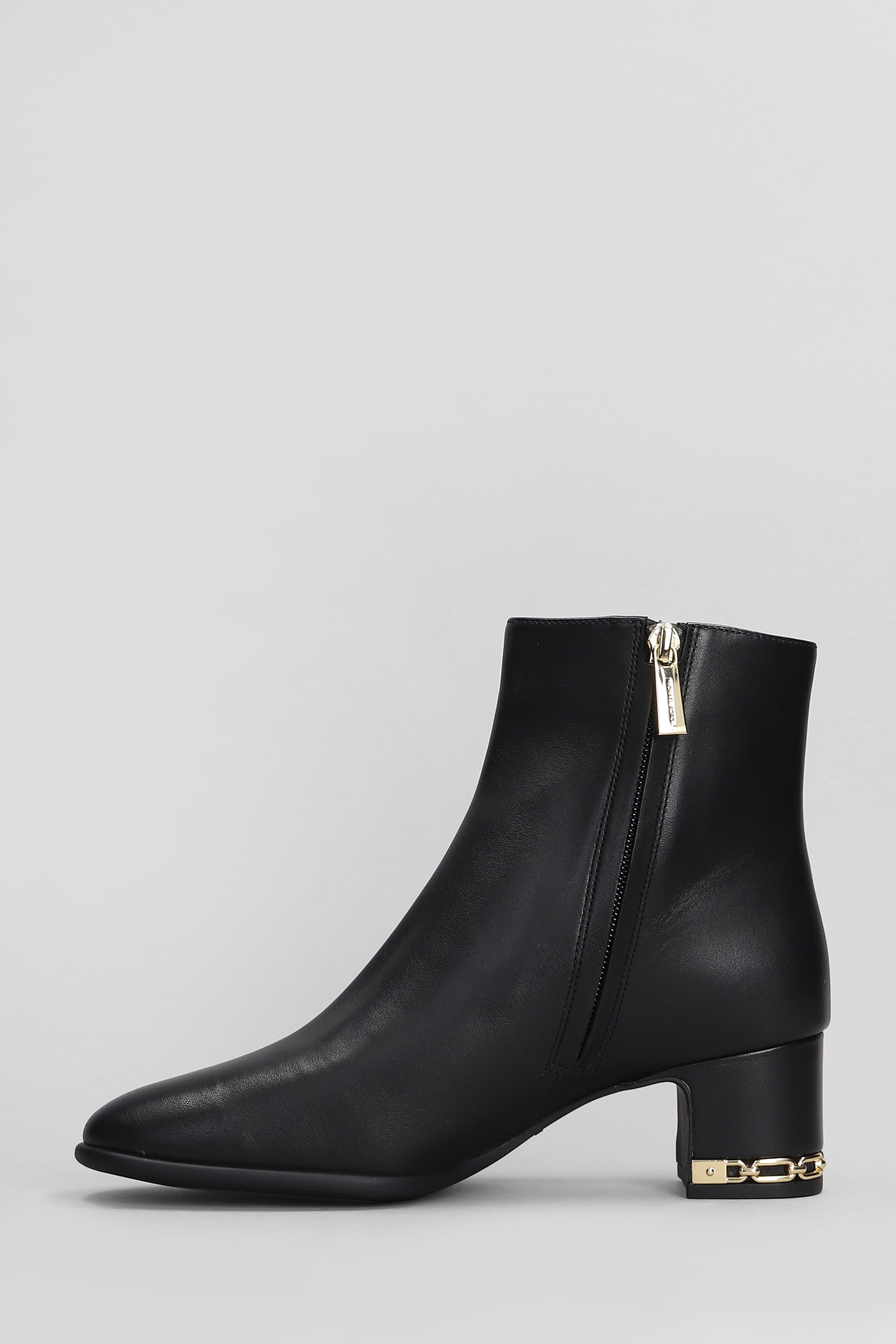 Shop Michael Kors June Flex High Heels Ankle Boots In Black Leather