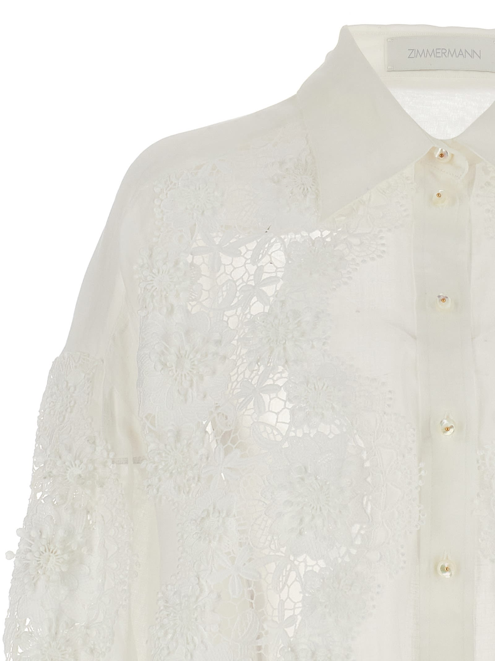 Shop Zimmermann Halliday Lace Flower Shirt In White