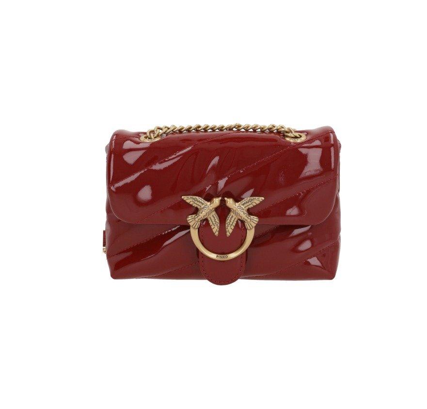 Shop Pinko Love Puff Quilted Shoulder Bag In Q Rosso Antique Gold