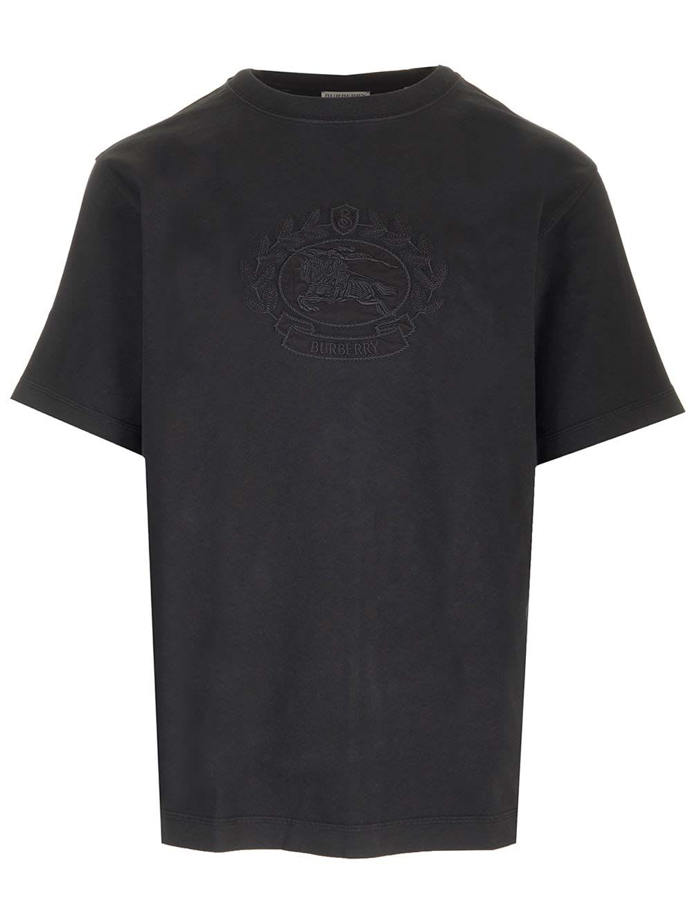 Shop Burberry Short-sleeved Cotton T-shirt In Black