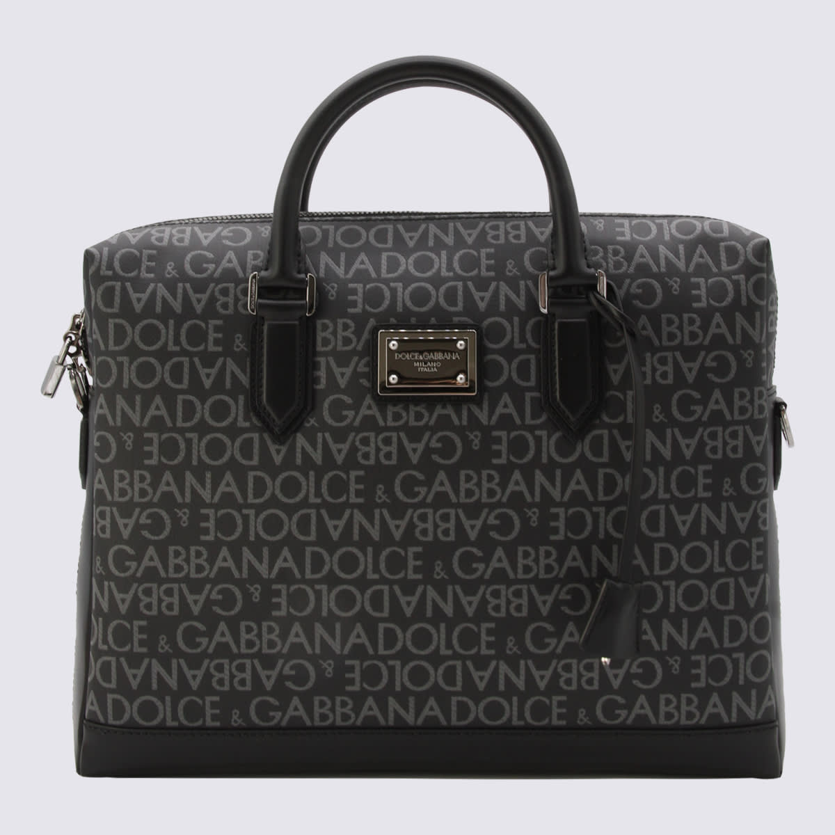 DOLCE & GABBANA BLACK AND GREY LEATHER HANDLE BAG