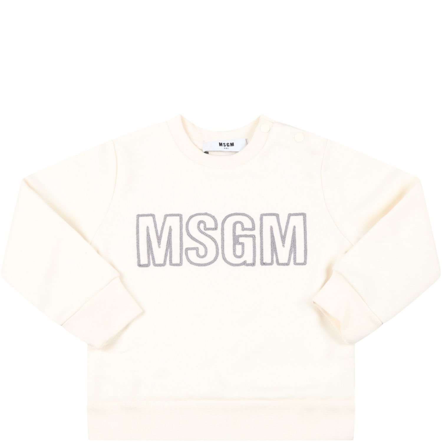MSGM Ivory Sweatshirt For Babykids With Gray Logo