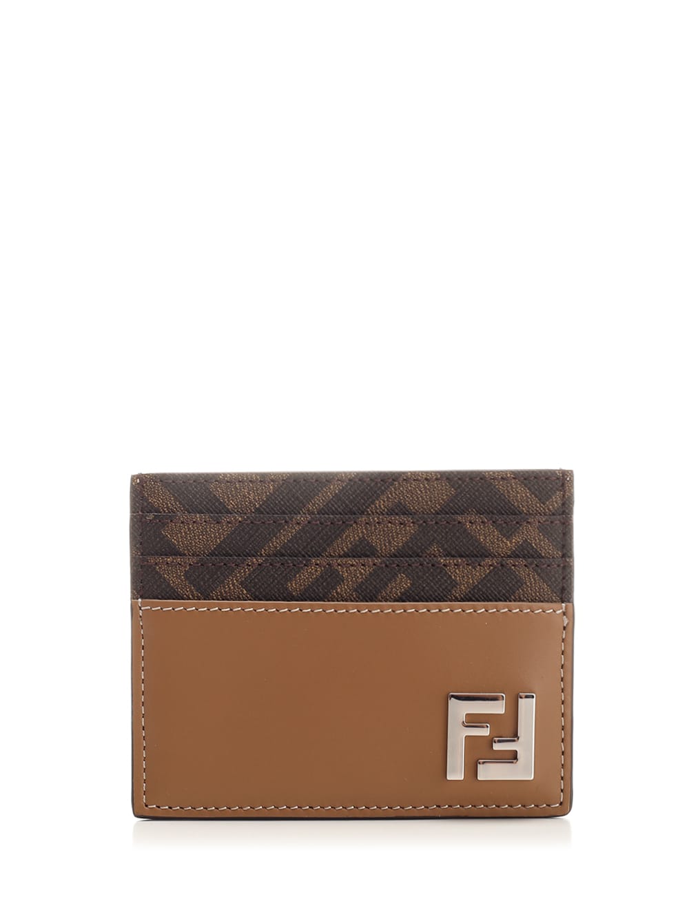 Shop Fendi Ff Squared Card Holder In Sand Tbmr