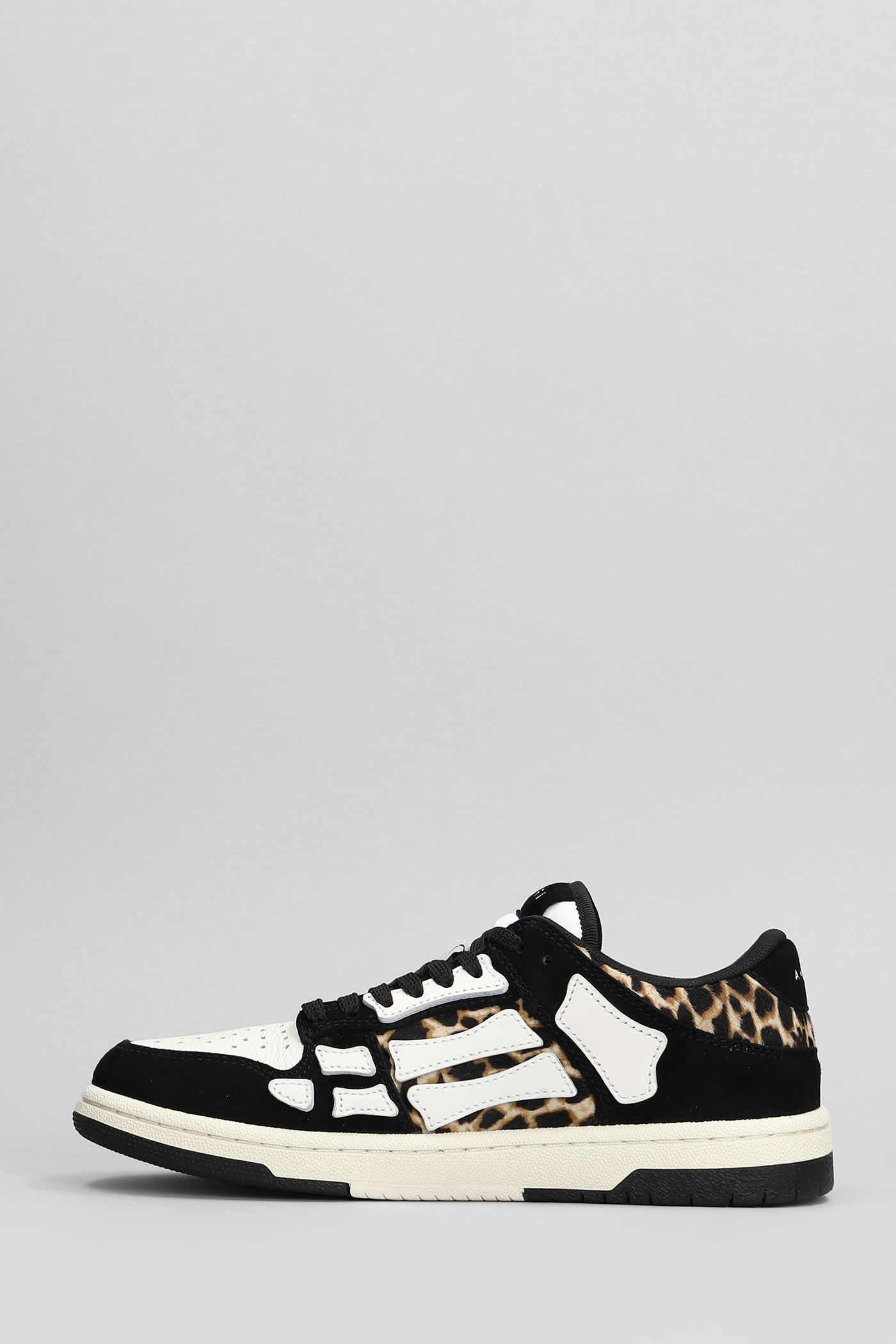 AMIRI LEOPARD SKEL TOP LOW SNEAKERS IN BLACK LEATHER 