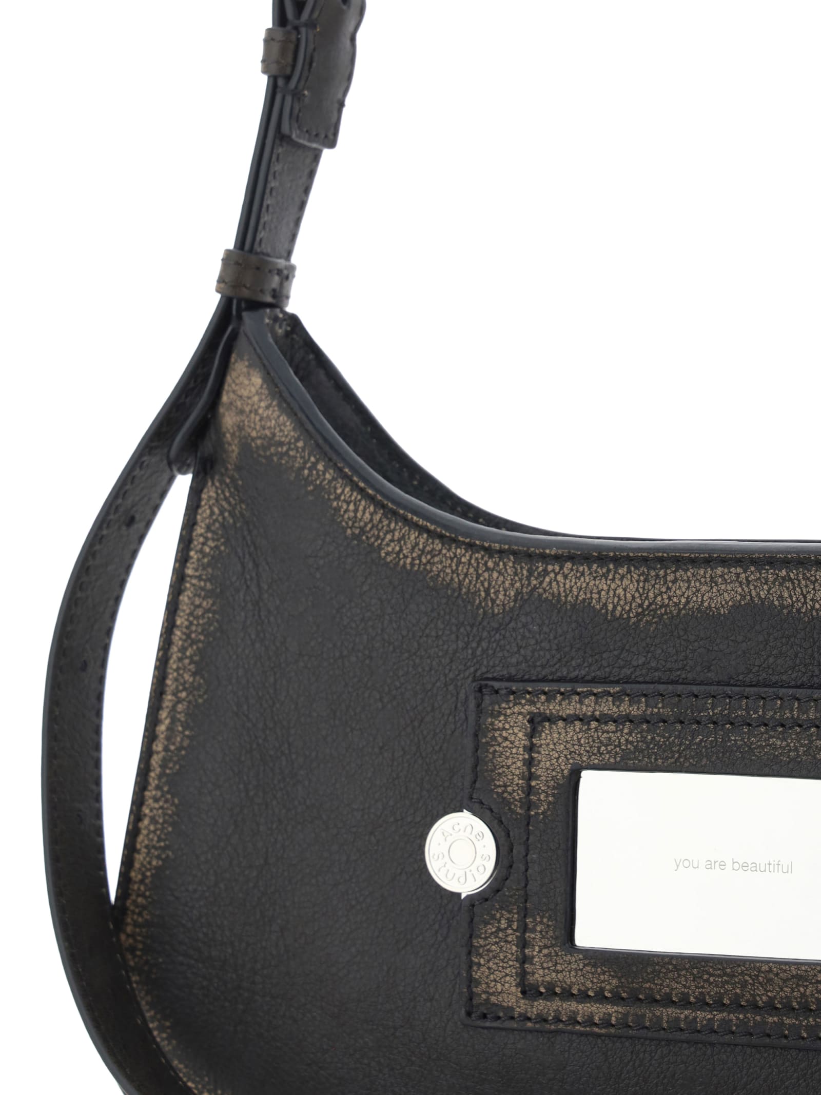 Acne Studios Hobo Brown Leather Bag In Dark Brown/beige