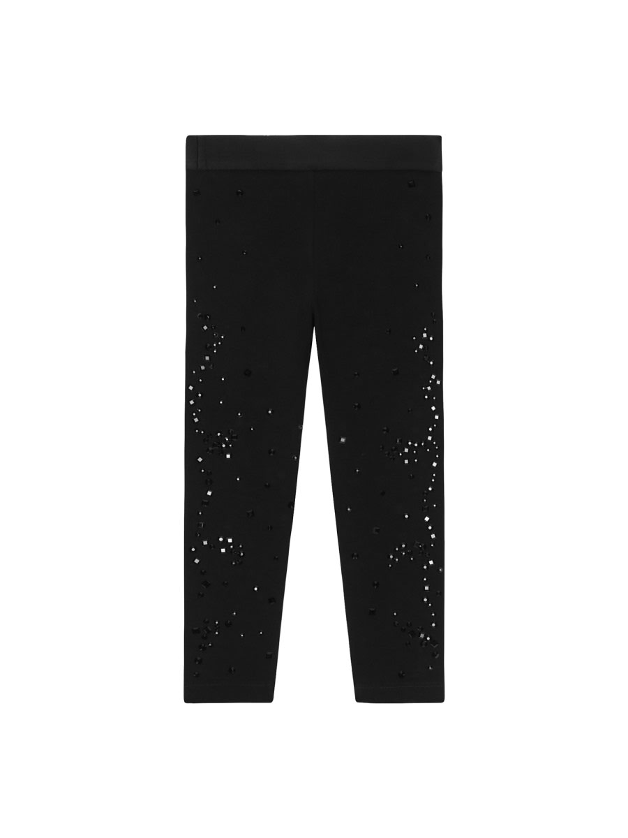 Dolce & Gabbana Interlock Leggings With Fusible Rhinestones In Black