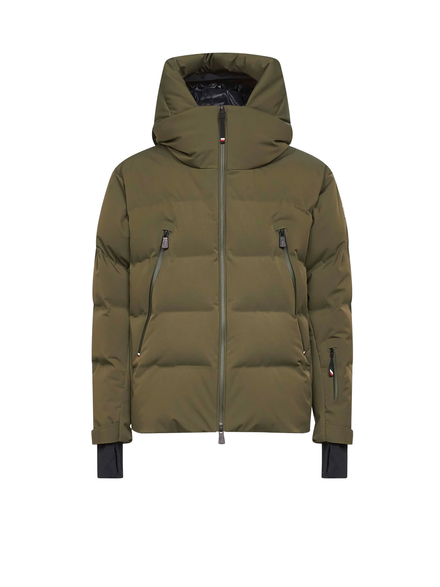 Moncler Nylon Down Jacket Featuring Adjustable Elements In Green