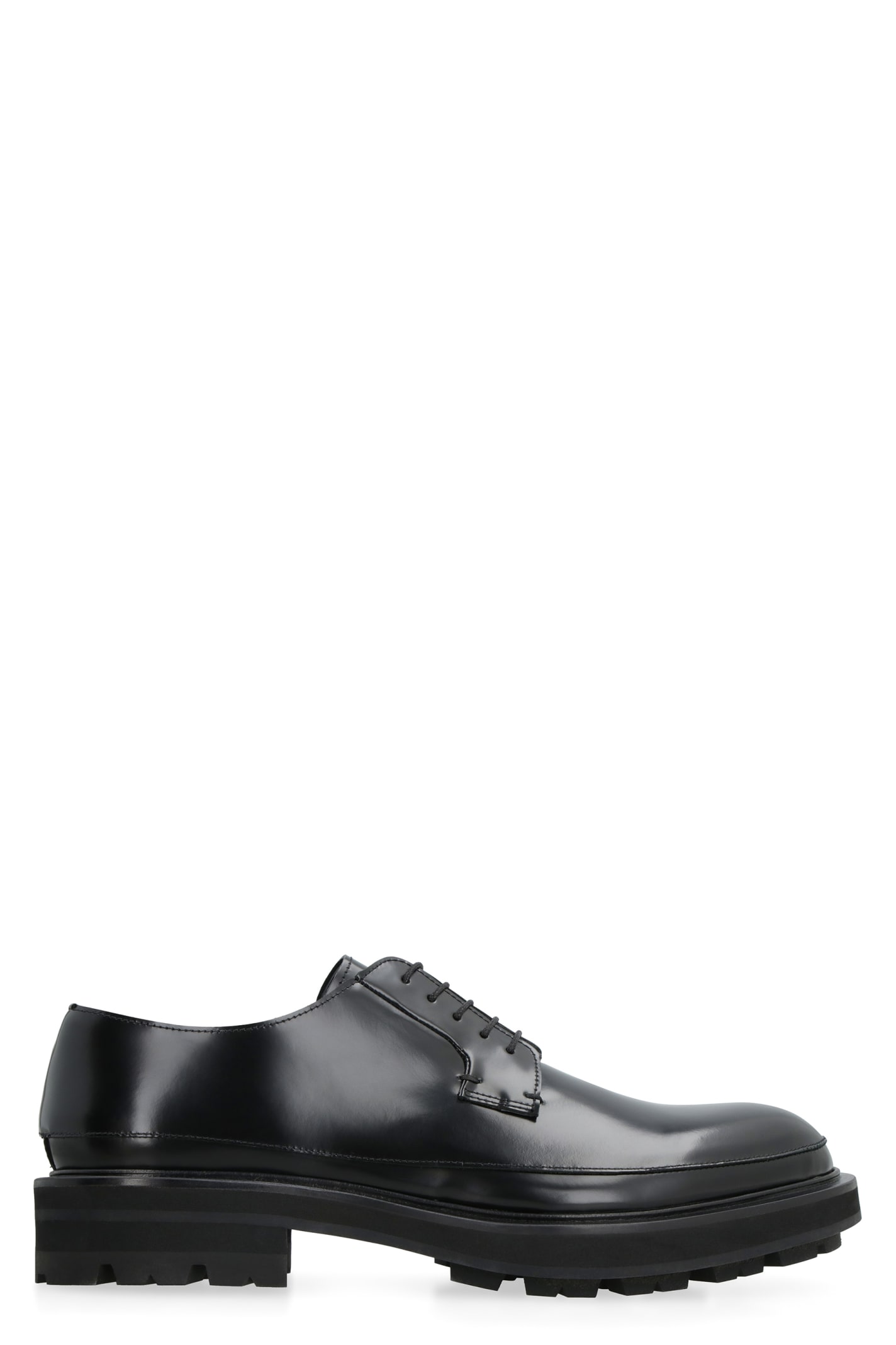Shop Alexander Mcqueen Leather Lace-up Derby Shoes In Black