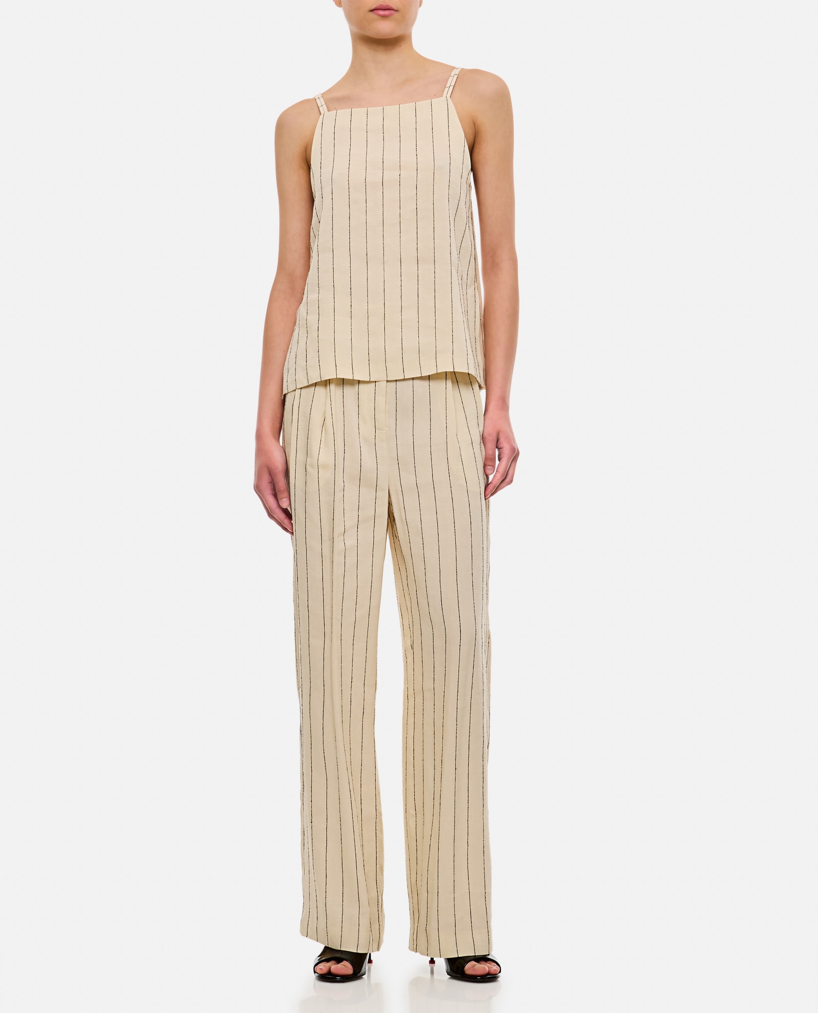 Shop Loulou Studio Pinstriped Pants In Beige