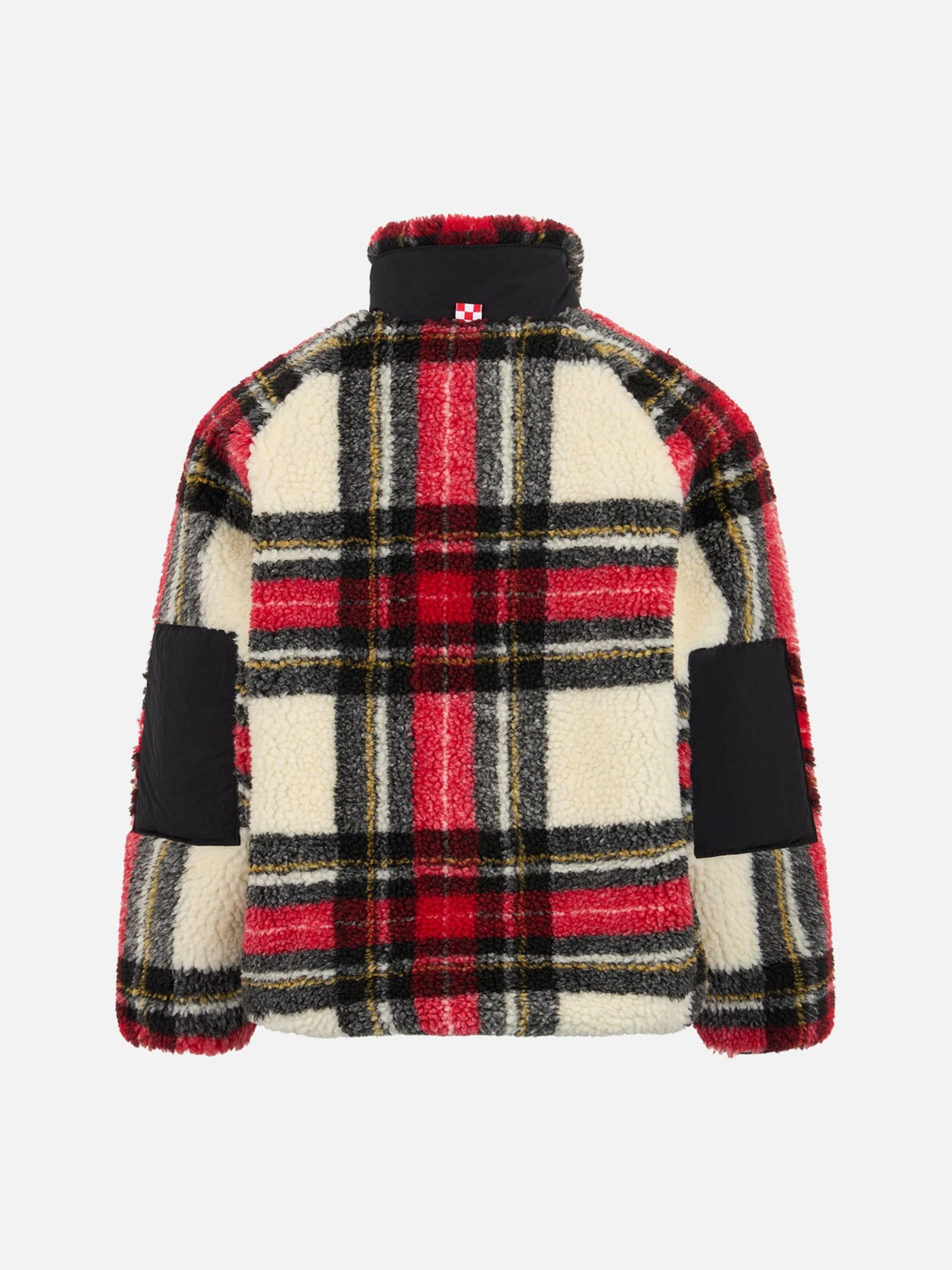 Mc2 Saint Barth Girl Sherpa Jacket With Tartan Print In White