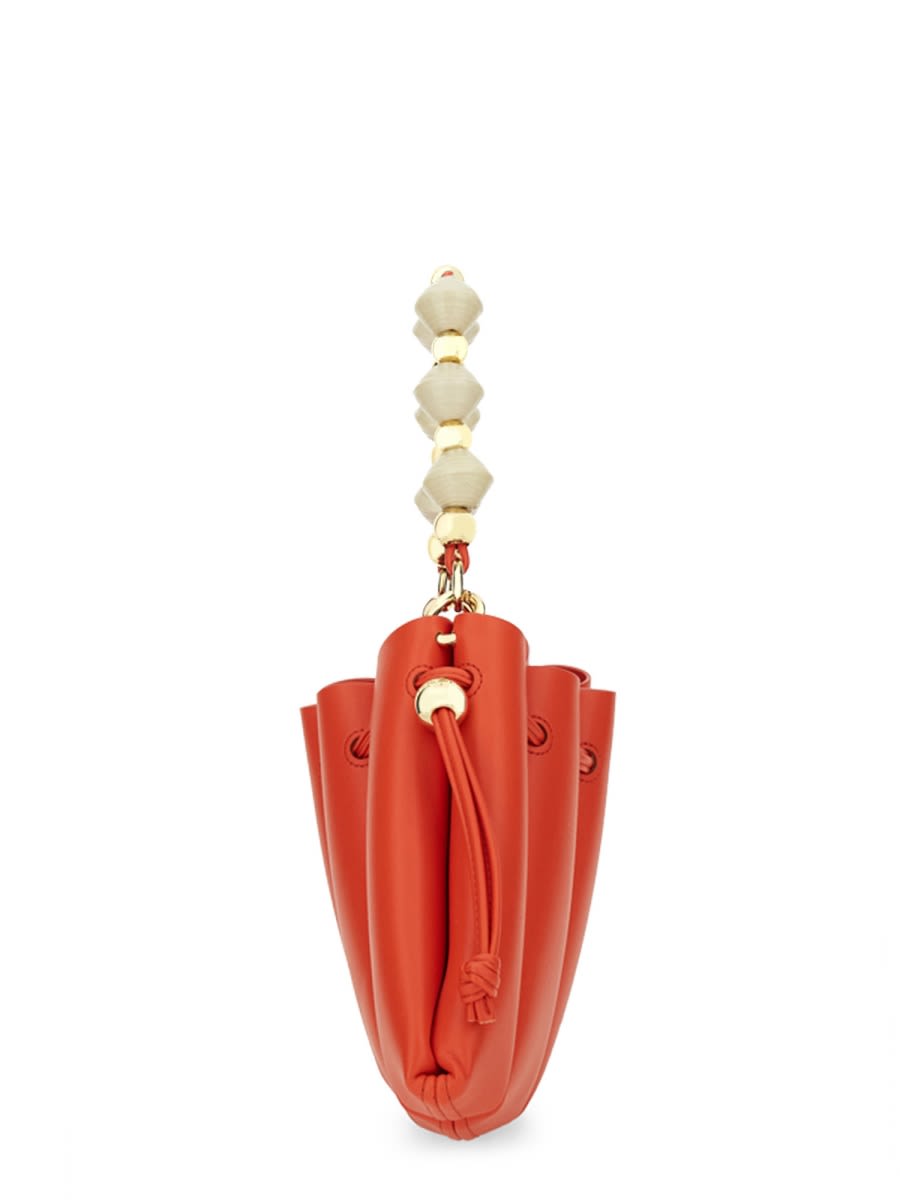 Themoirè Pleated Beaded Handle Shoulder Bag