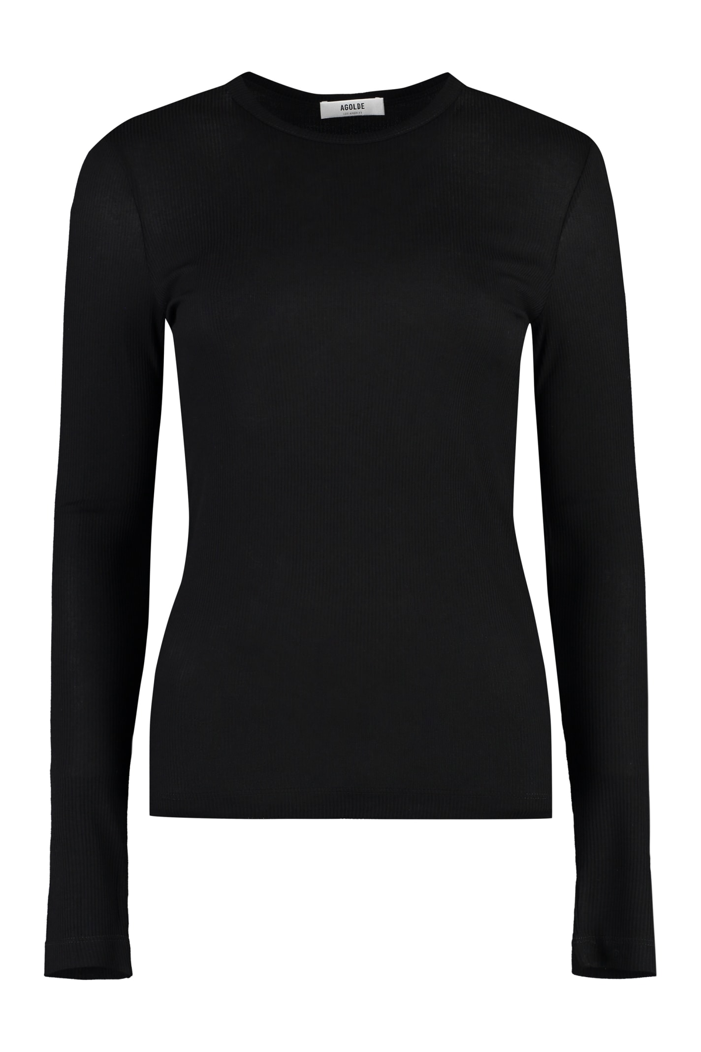 Shop Agolde Shona Loong Sleeve T-shirt In Blk Black