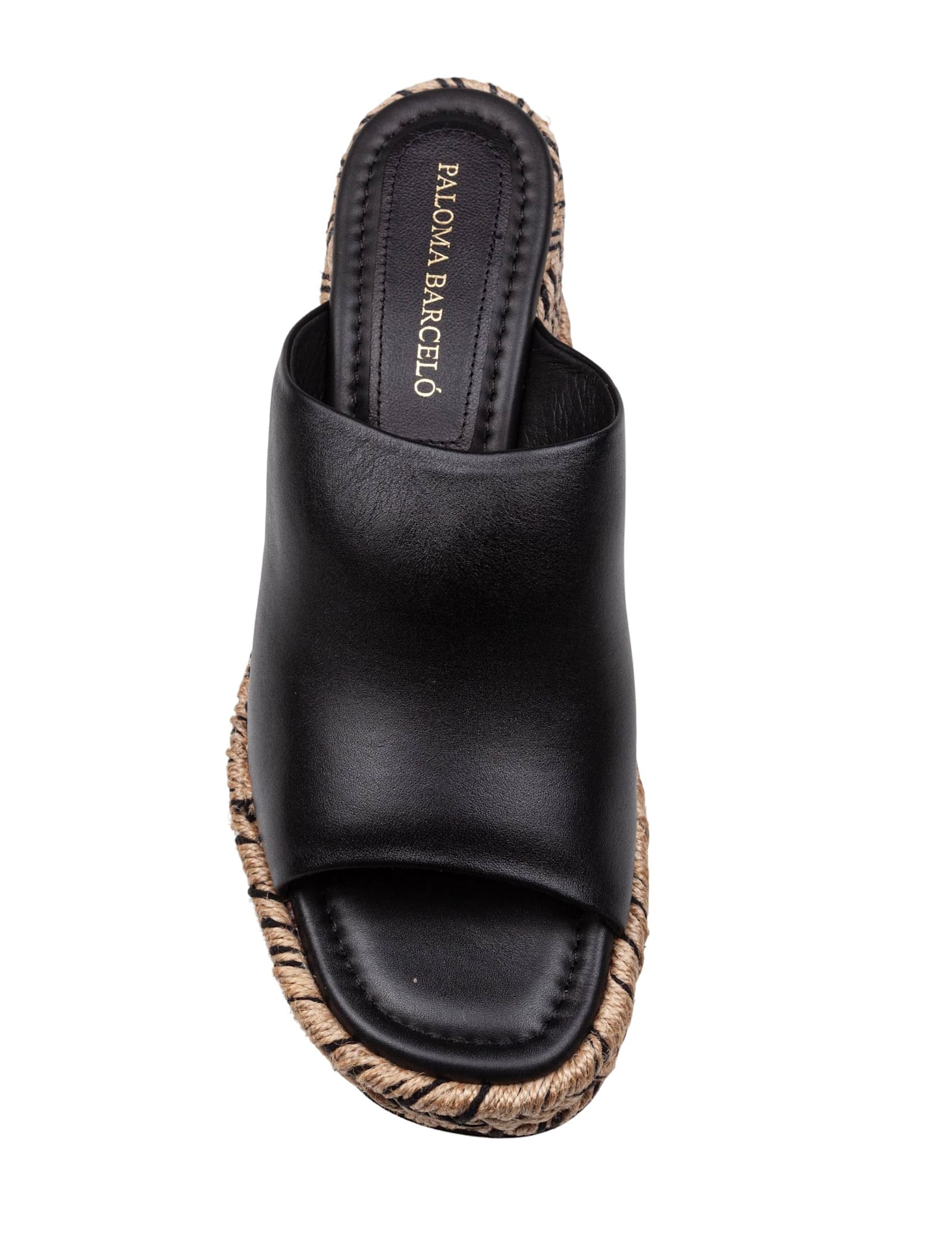 Paloma Barceló Paloma Alide Sandal In Leather With Rope Wedge In Black
